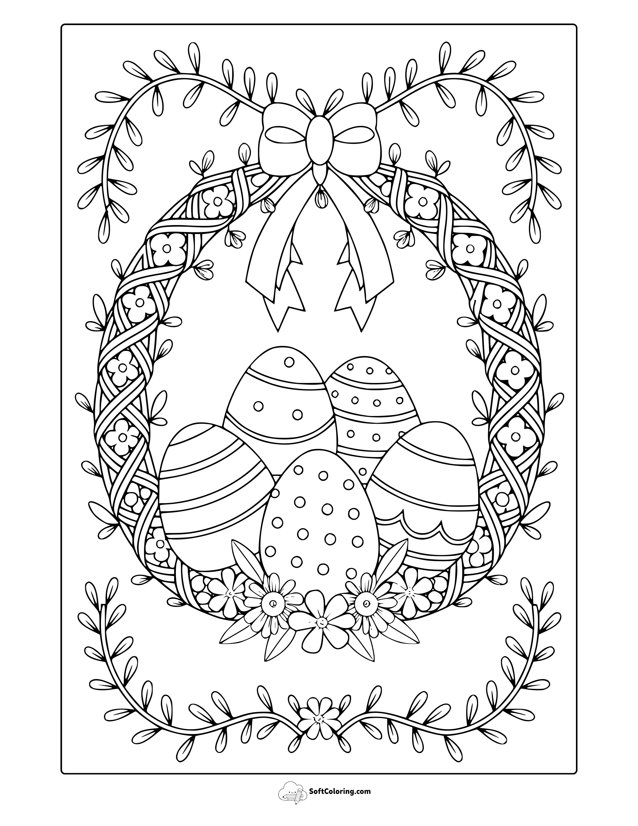 Easter Wreath Coloring Page