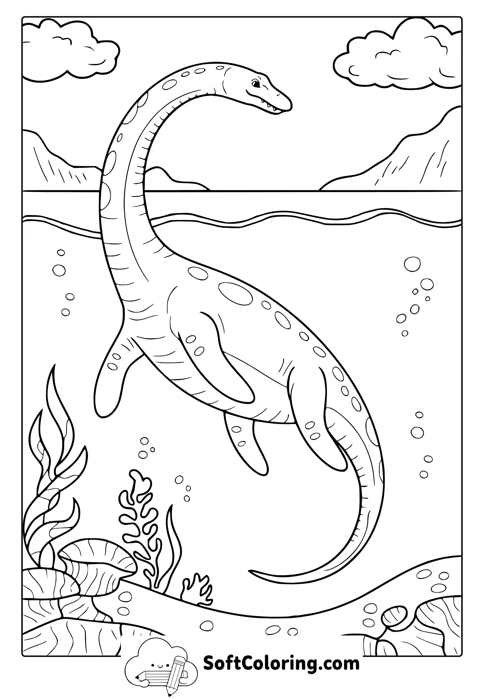 elasmosaurus coloring page