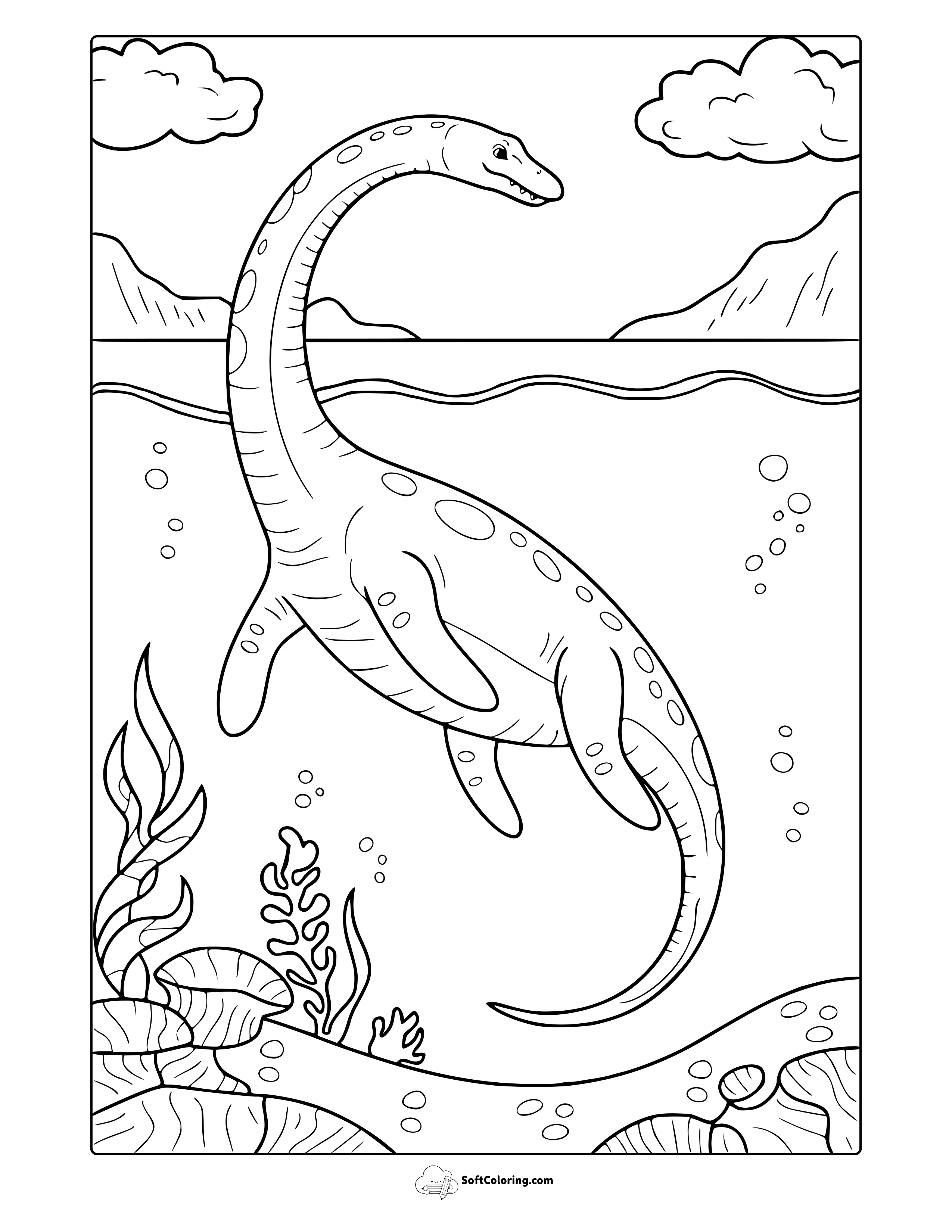 Elasmosaurus Coloring Page