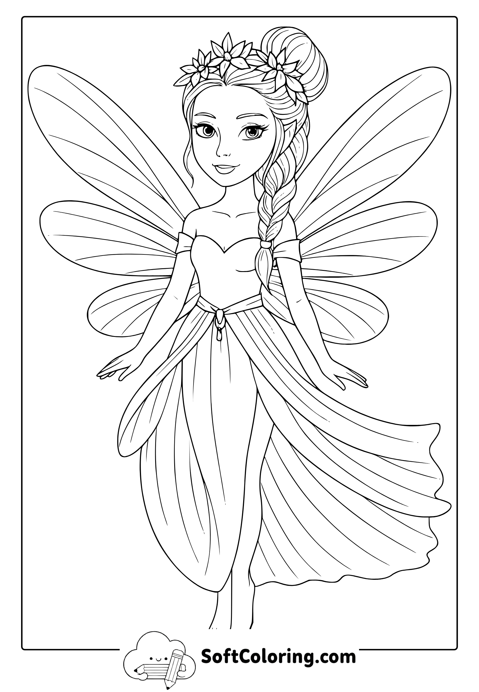elegant fairy coloring page