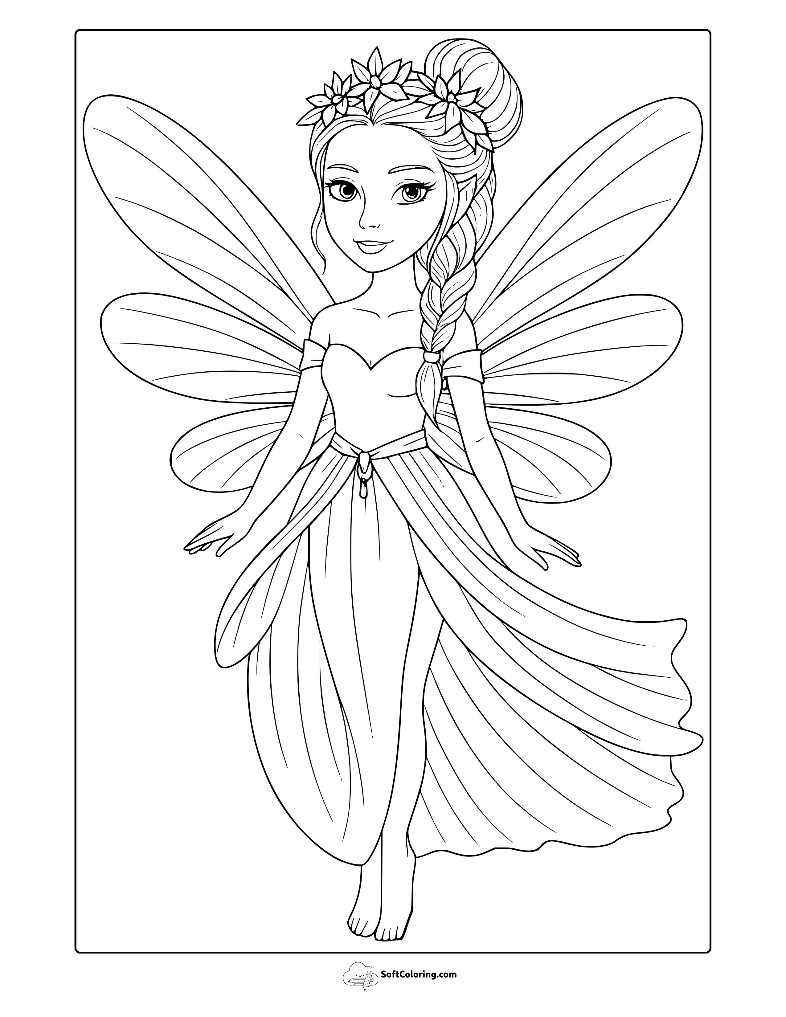 Elegant Fairy Coloring Page