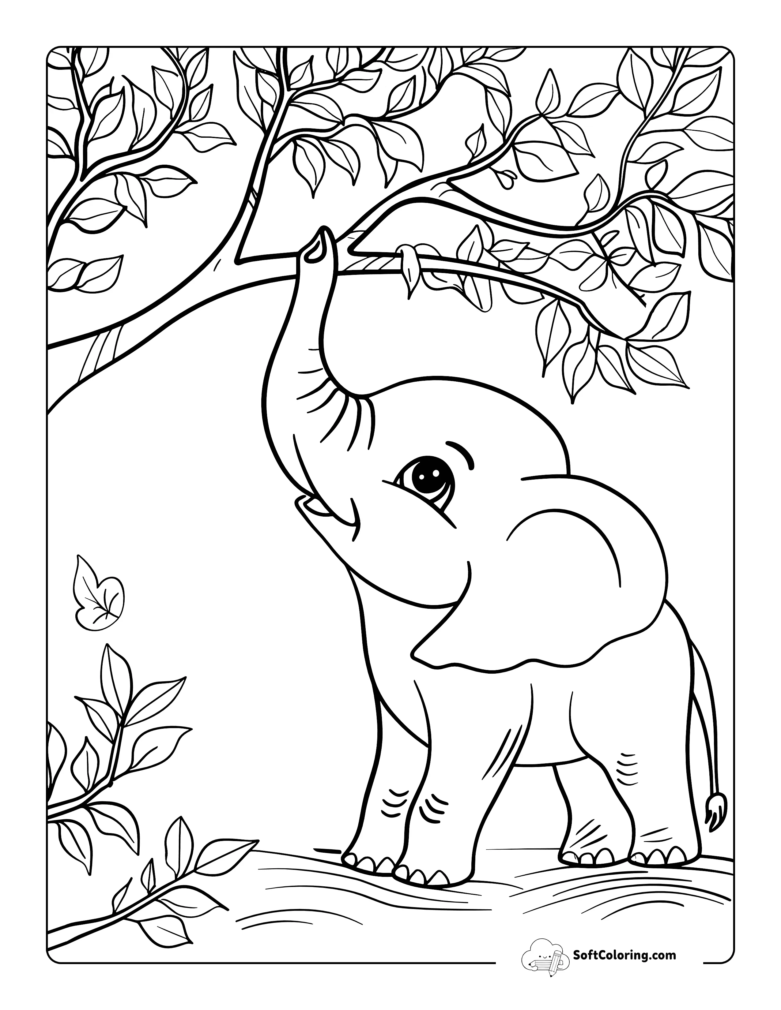 Cute Baby Elephant Coloring Page