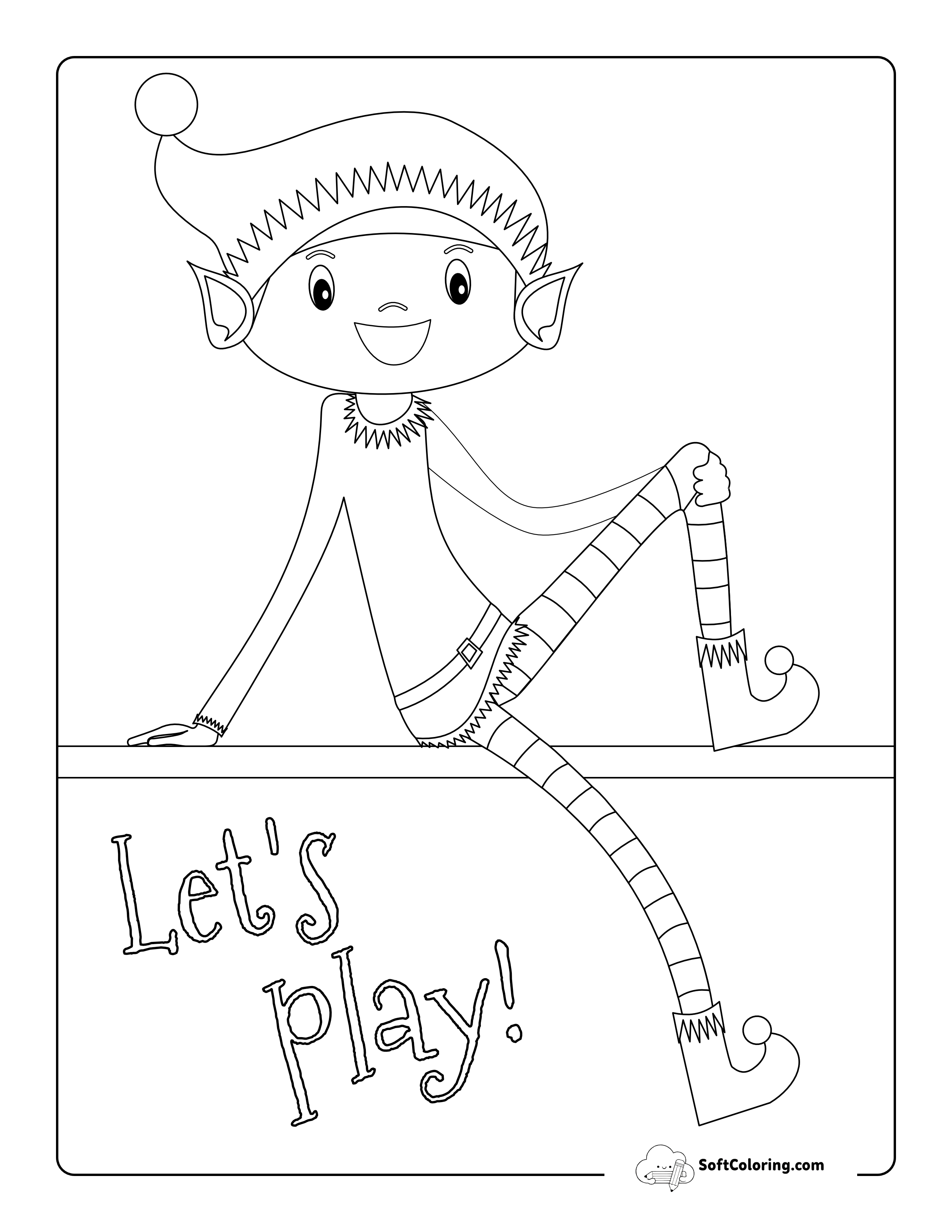 "Let's Play" Christmas Elf Coloring Sheet