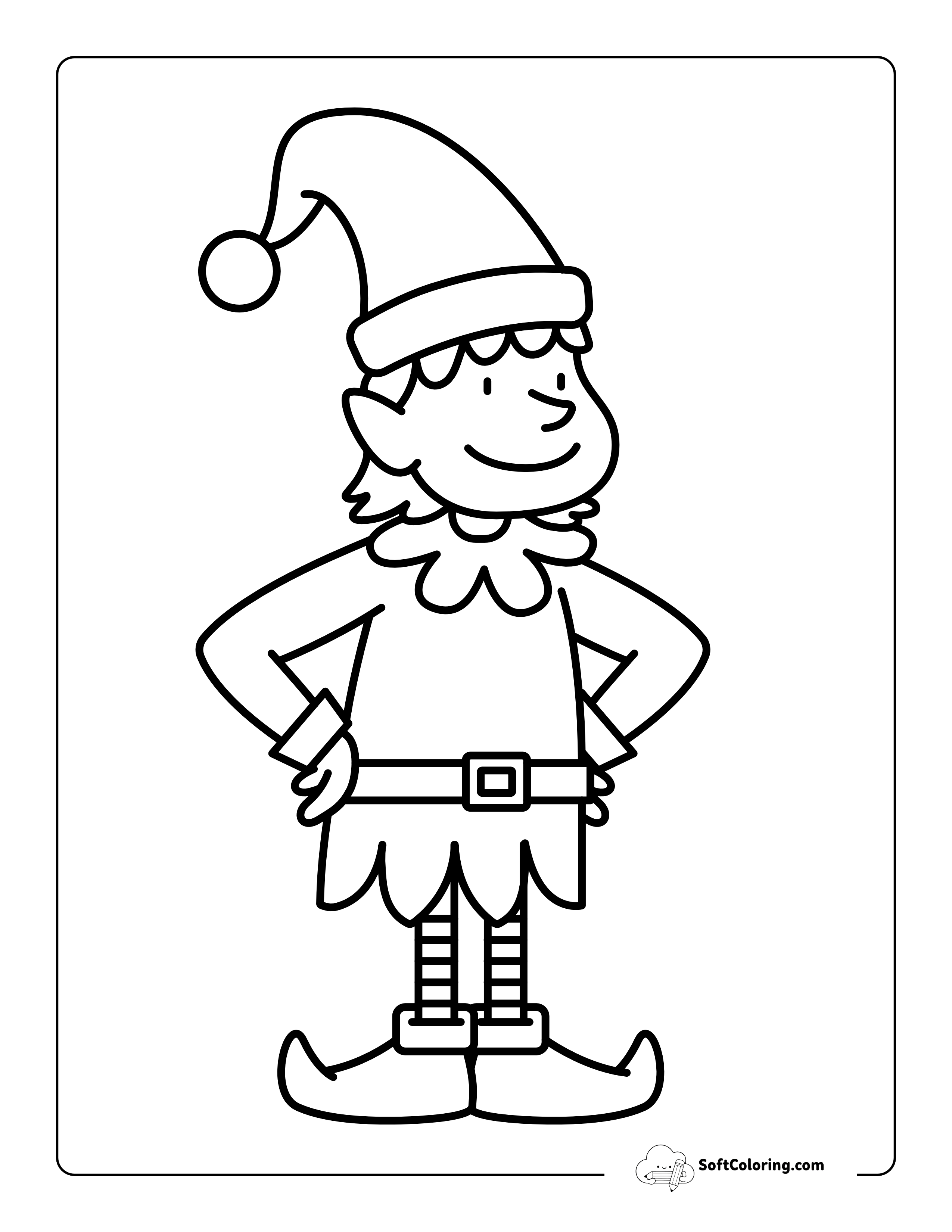 Happy Elf Coloring Sheet For Preschoolers