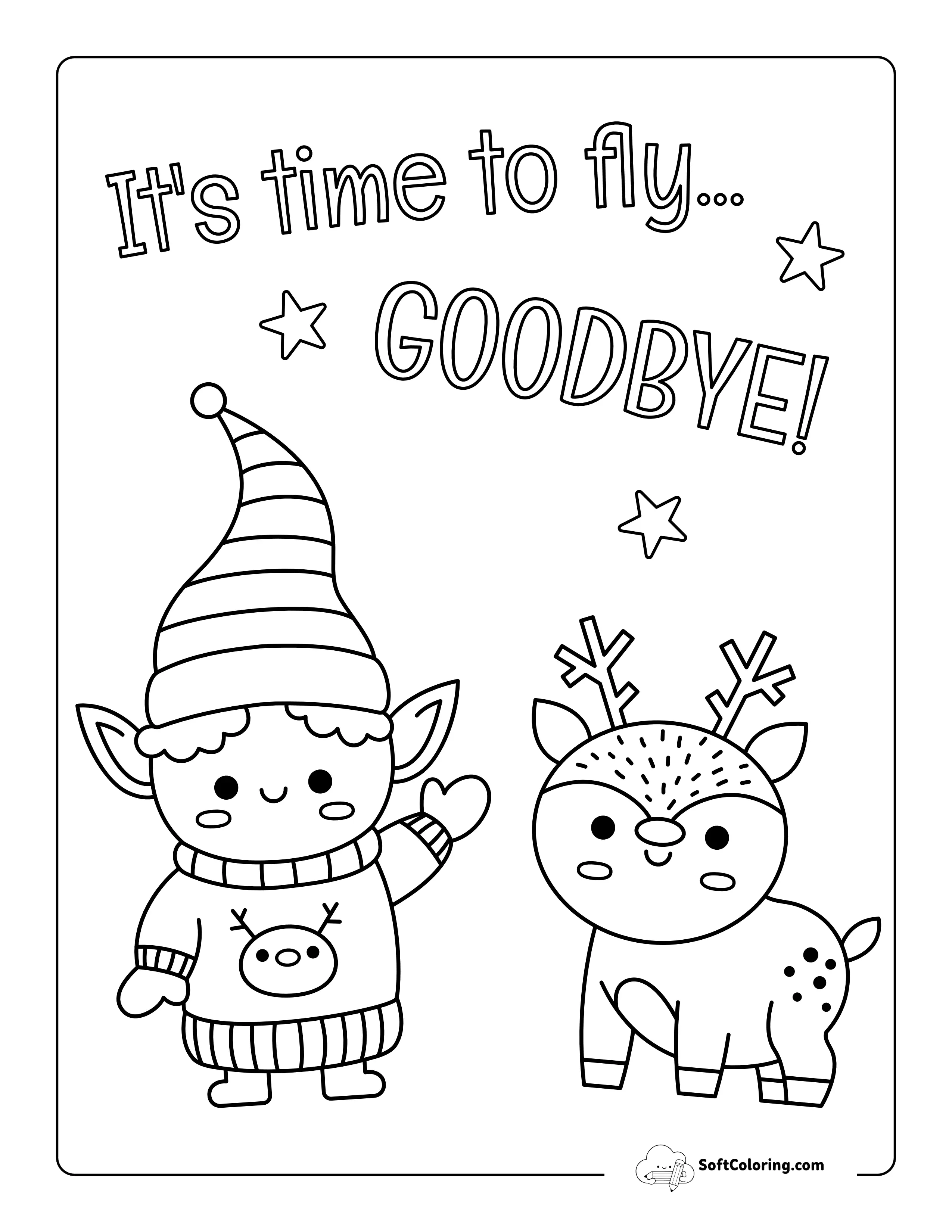 "It's Time To Fly... Goodbye!" Elf & Reindeer Picture