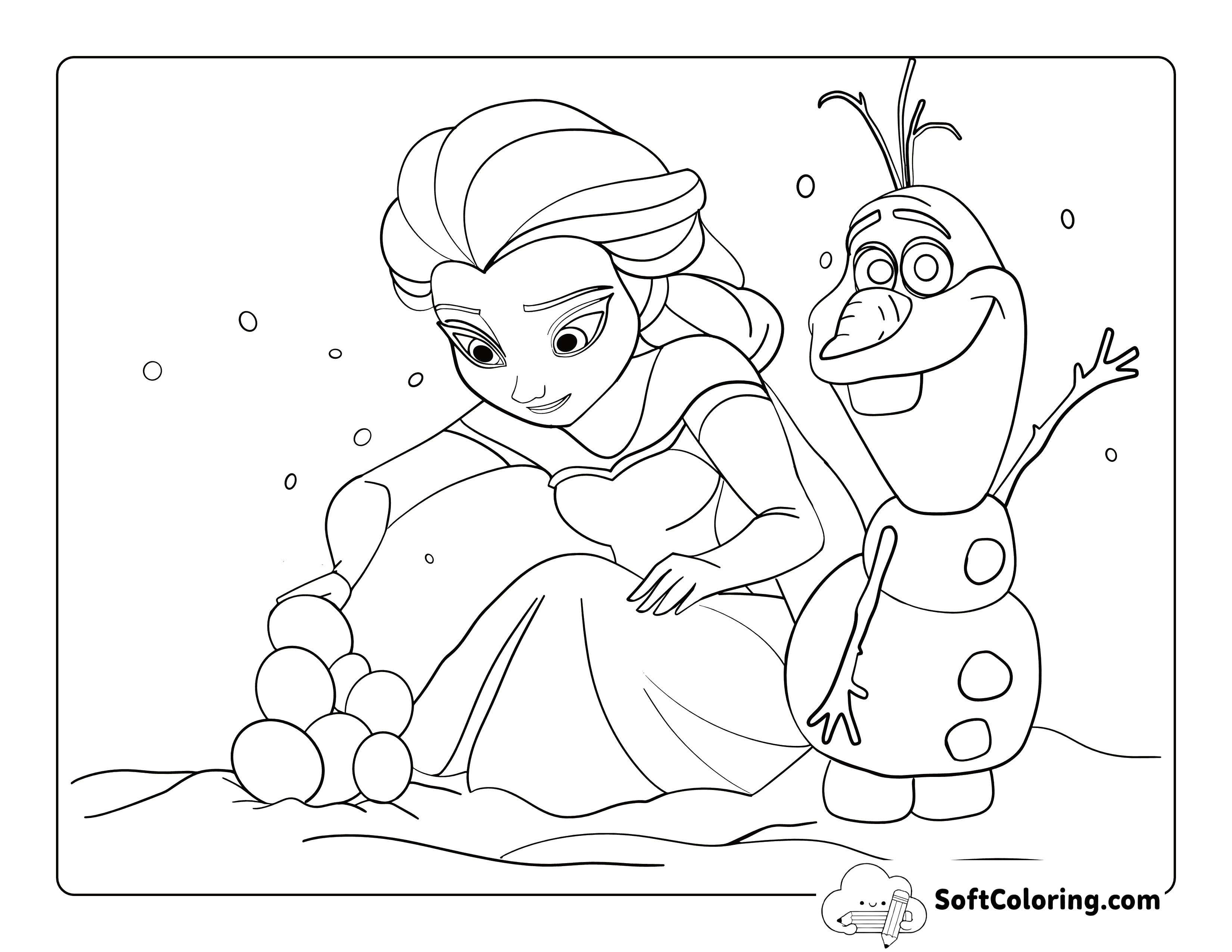 Building a Snowman and Snowball Fight Coloring Sheet
