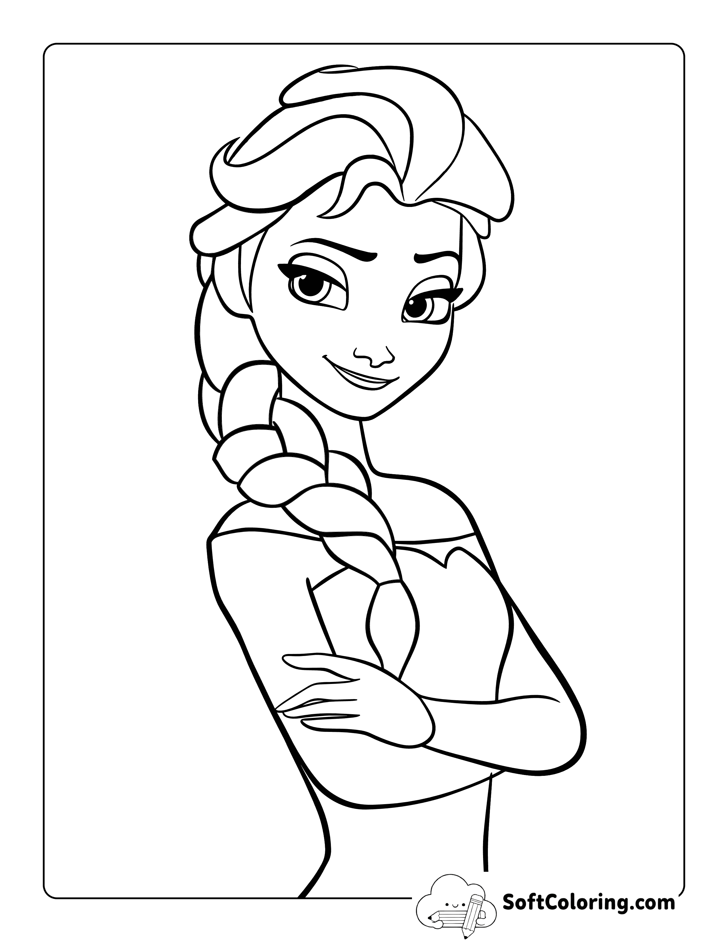 Easy Smiling Elsa-Inspired Printable Outline to Color