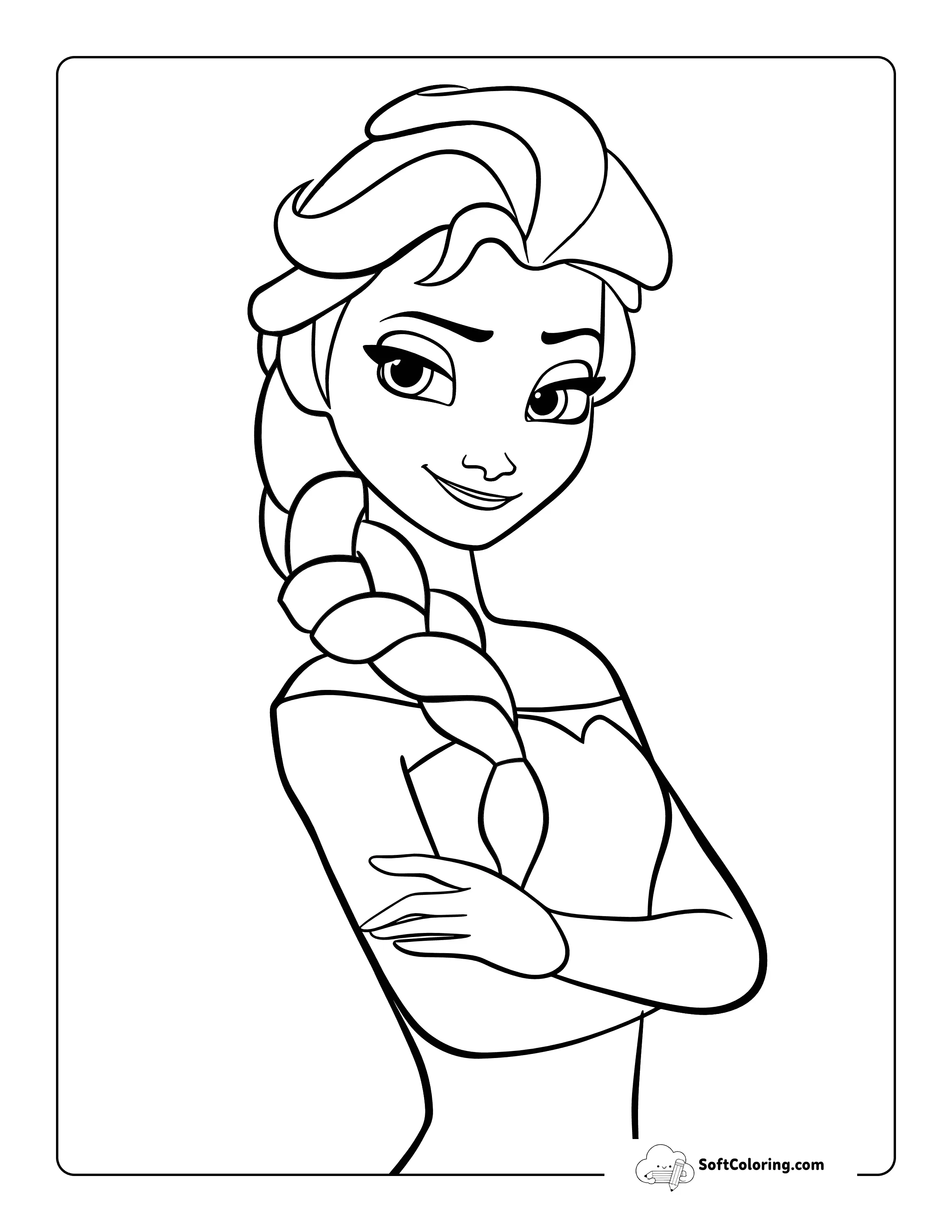 Easy Smiling Elsa-Inspired Printable Outline To Color