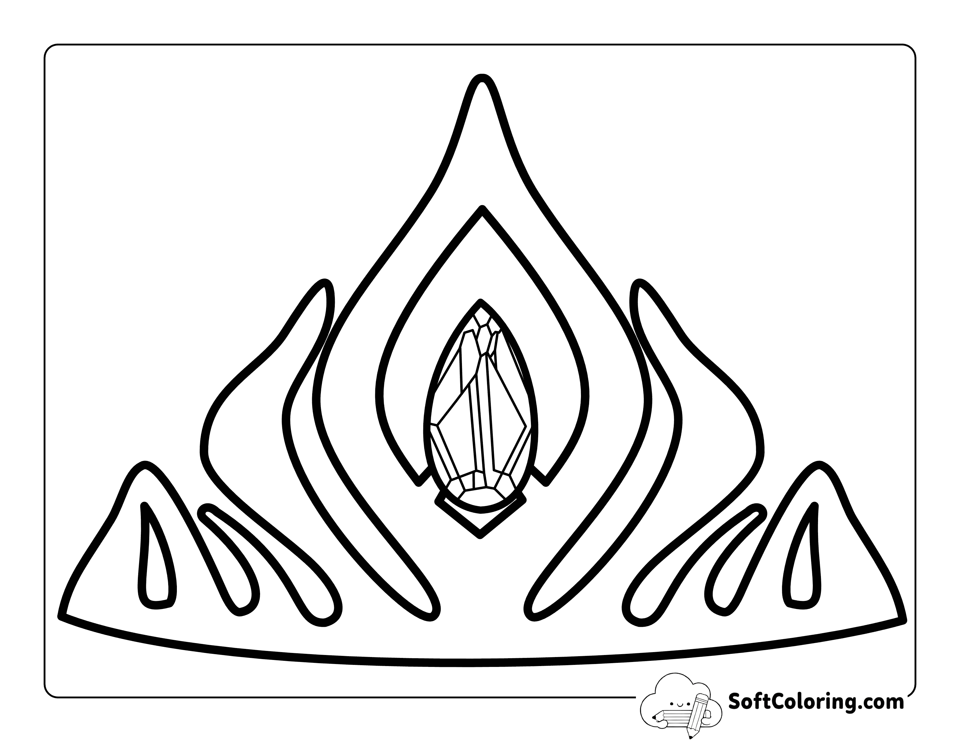 Easy Elsa-Inspired Crown Drawing Outline to Color