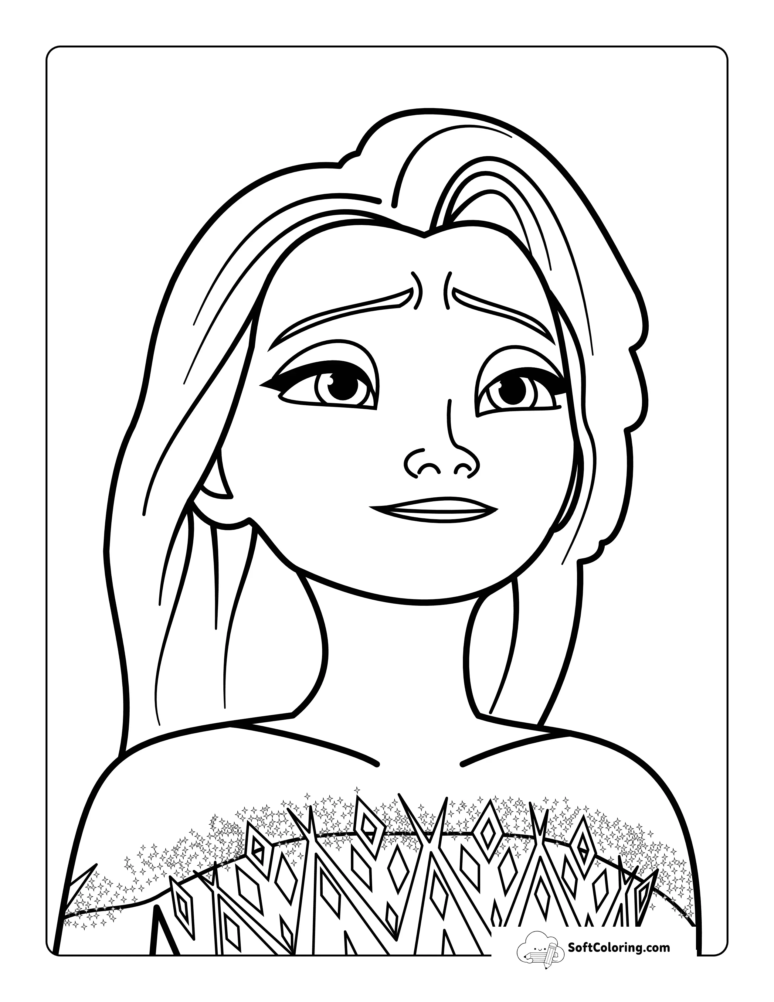 Elsa-Inspired Princess In White Dress Coloring Sheet