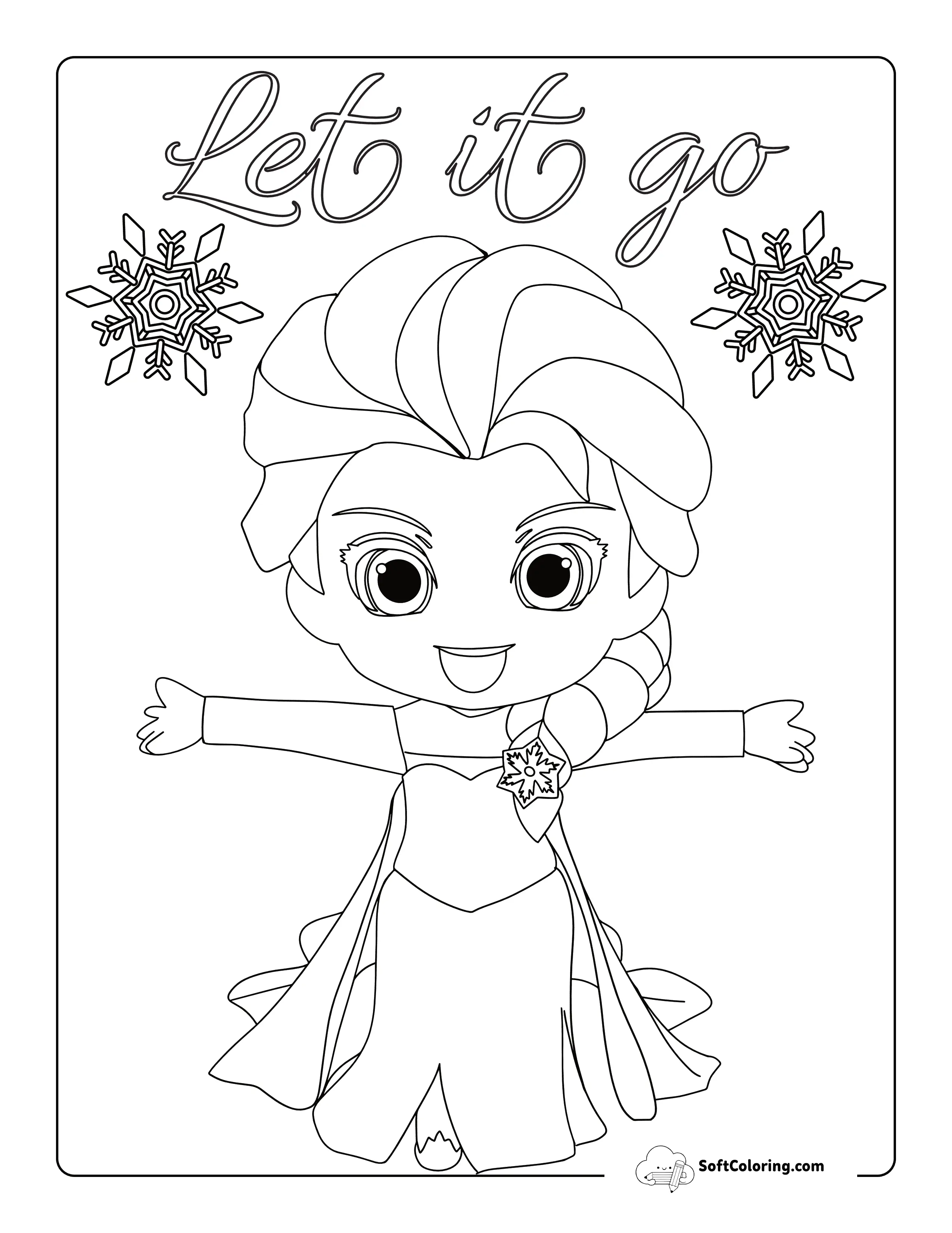 "Let It Go" Kawaii Elsa-Inspired Coloring Sheet For Kids