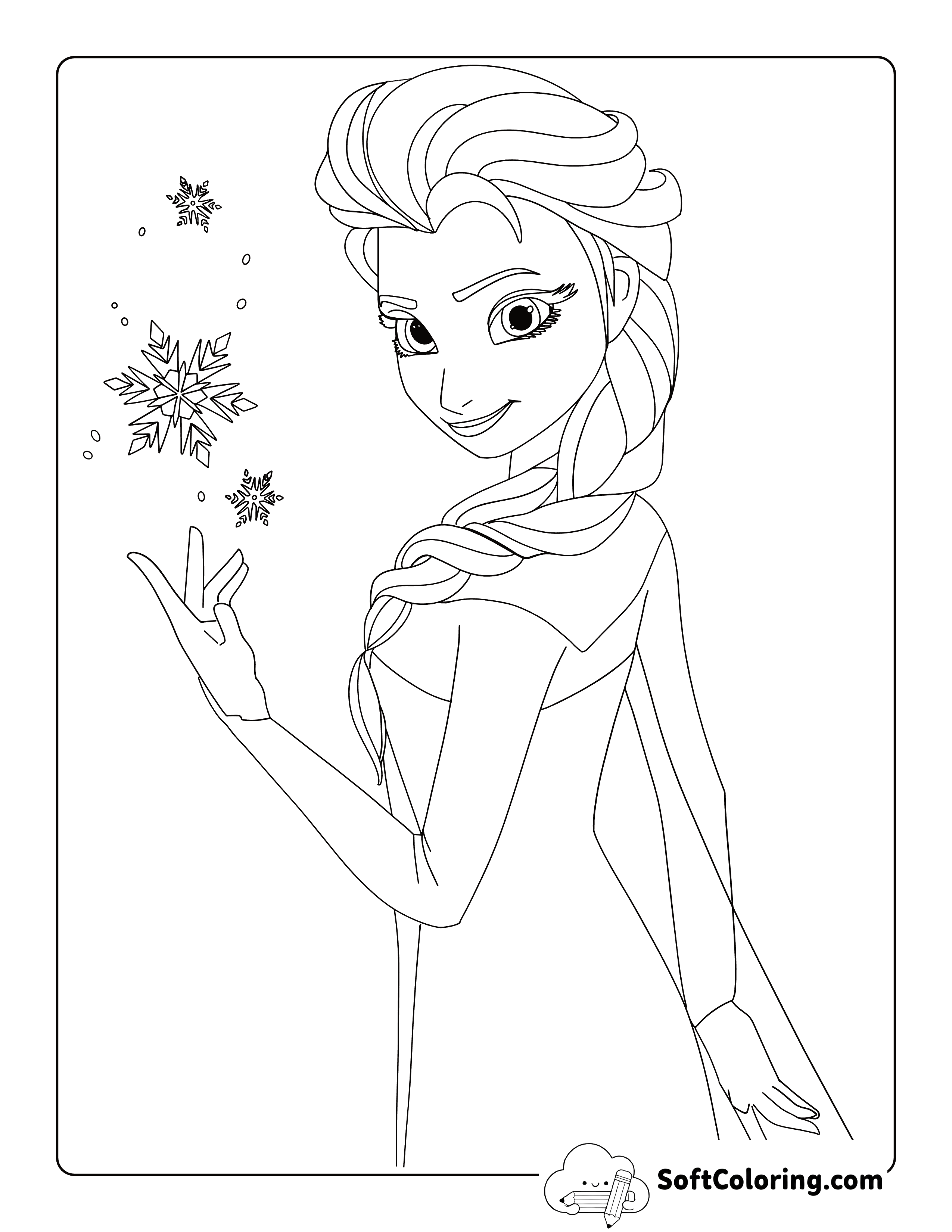 Elsa-Inspired Snowflake Ice Princess Coloring Page