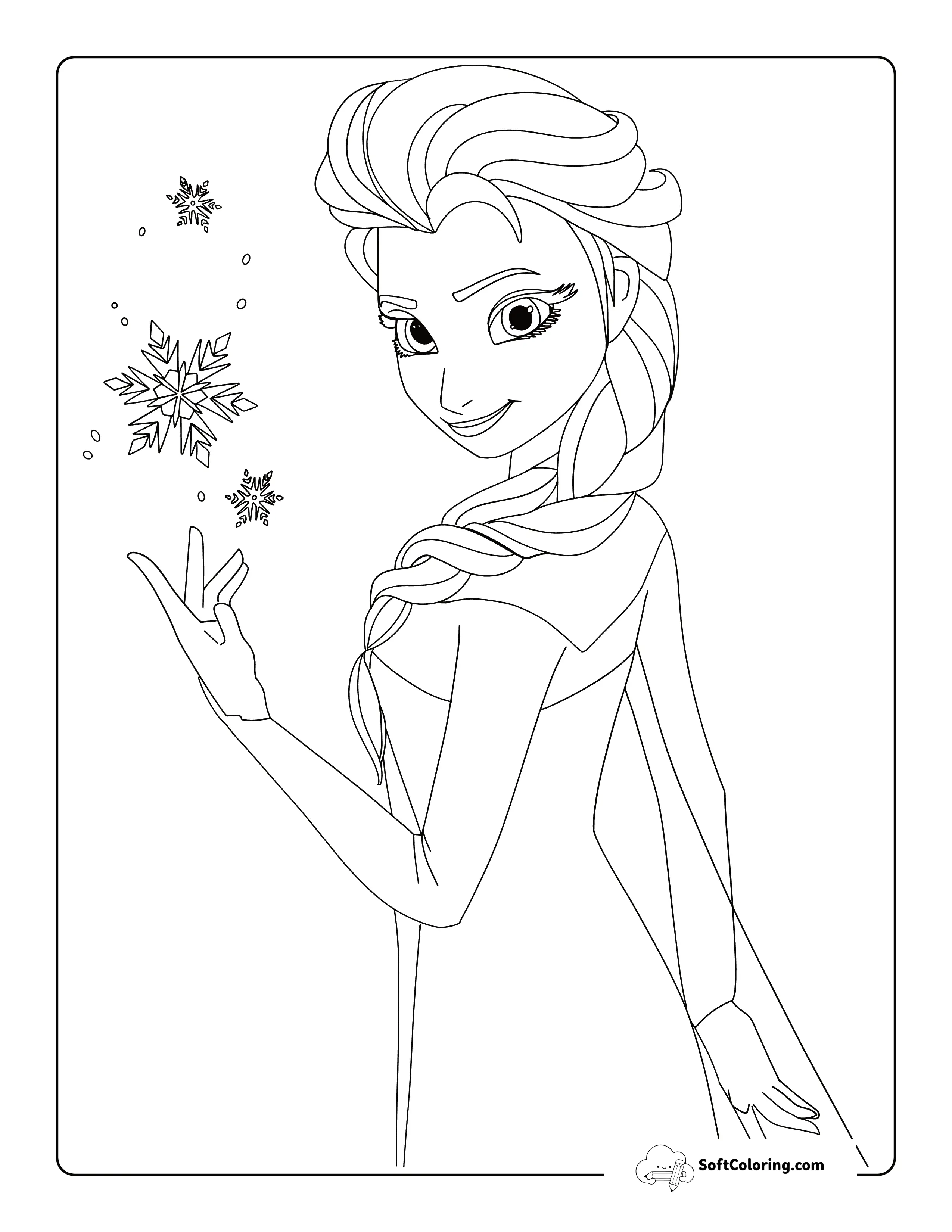 Elsa-Inspired Snowflake Ice Princess Coloring Page
