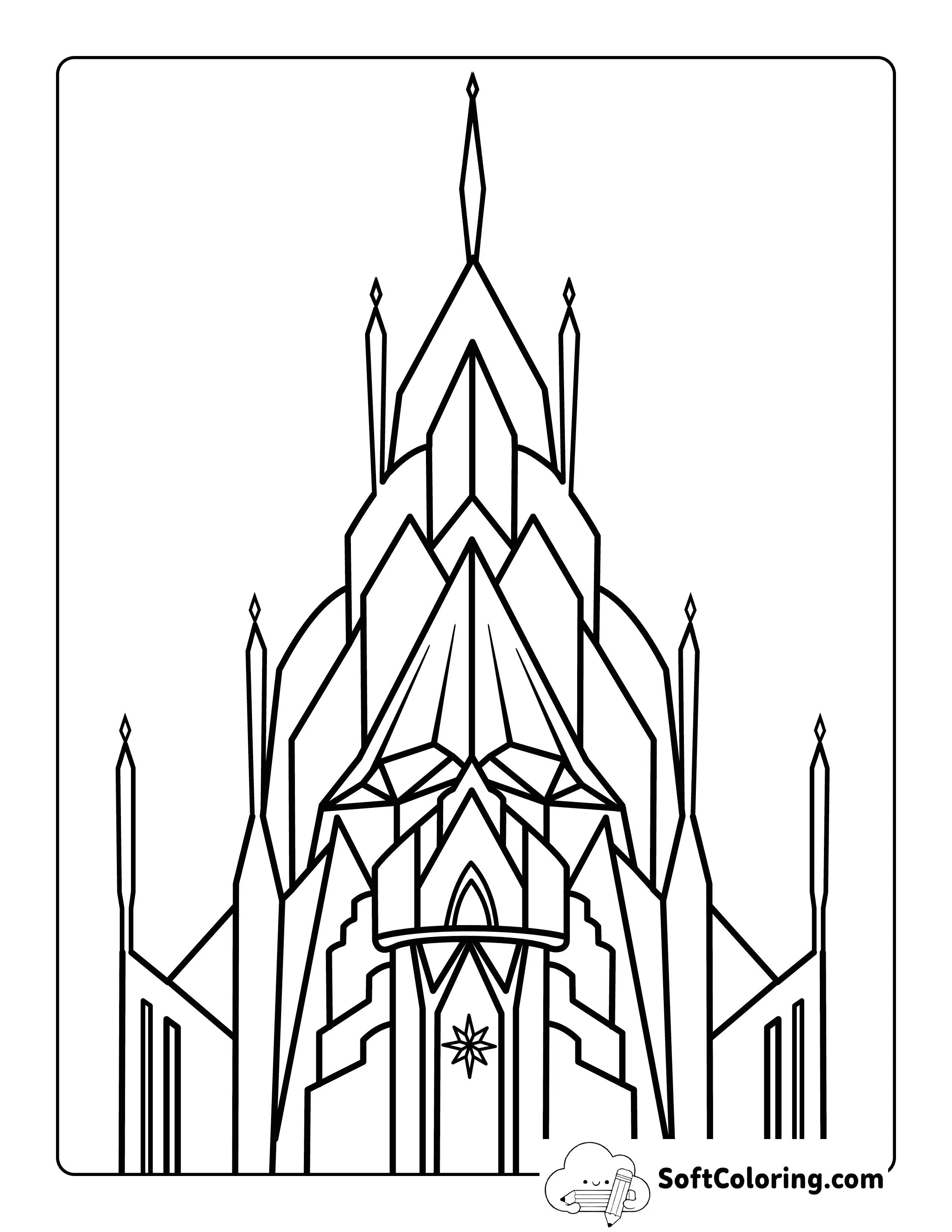 Easy Elsa Castle Printable Outline To Color