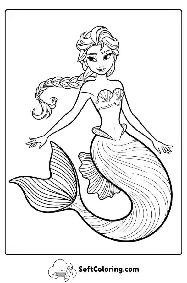Elsa Mermaid Coloring Page 3