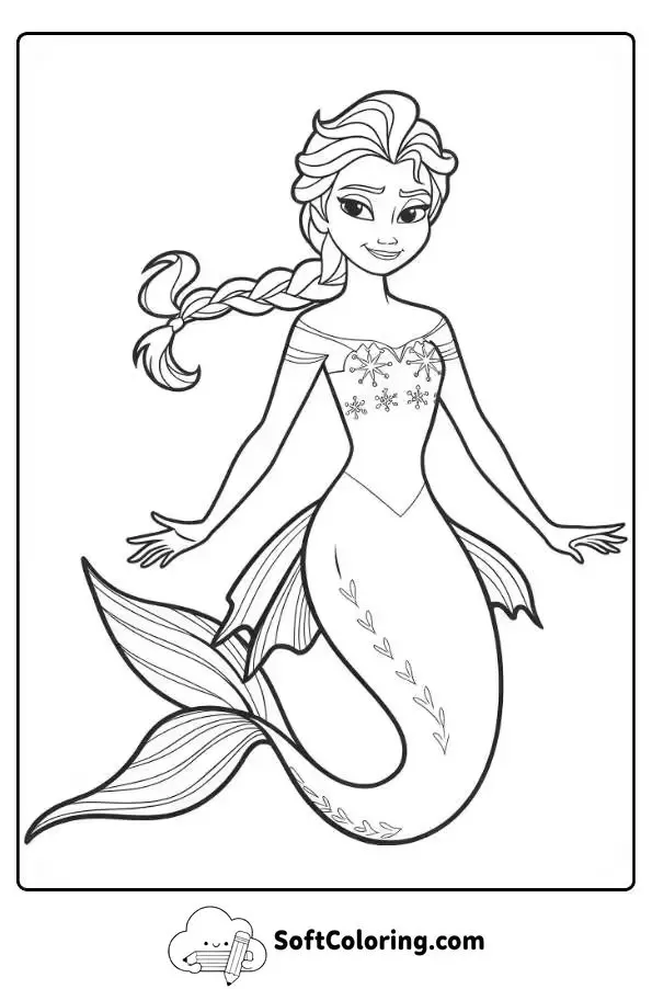 Elsa Mermaid Coloring Page
