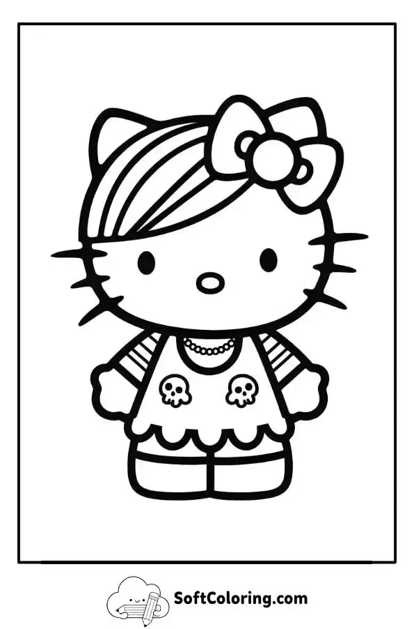 Emo Hello Kitty Coloring Page