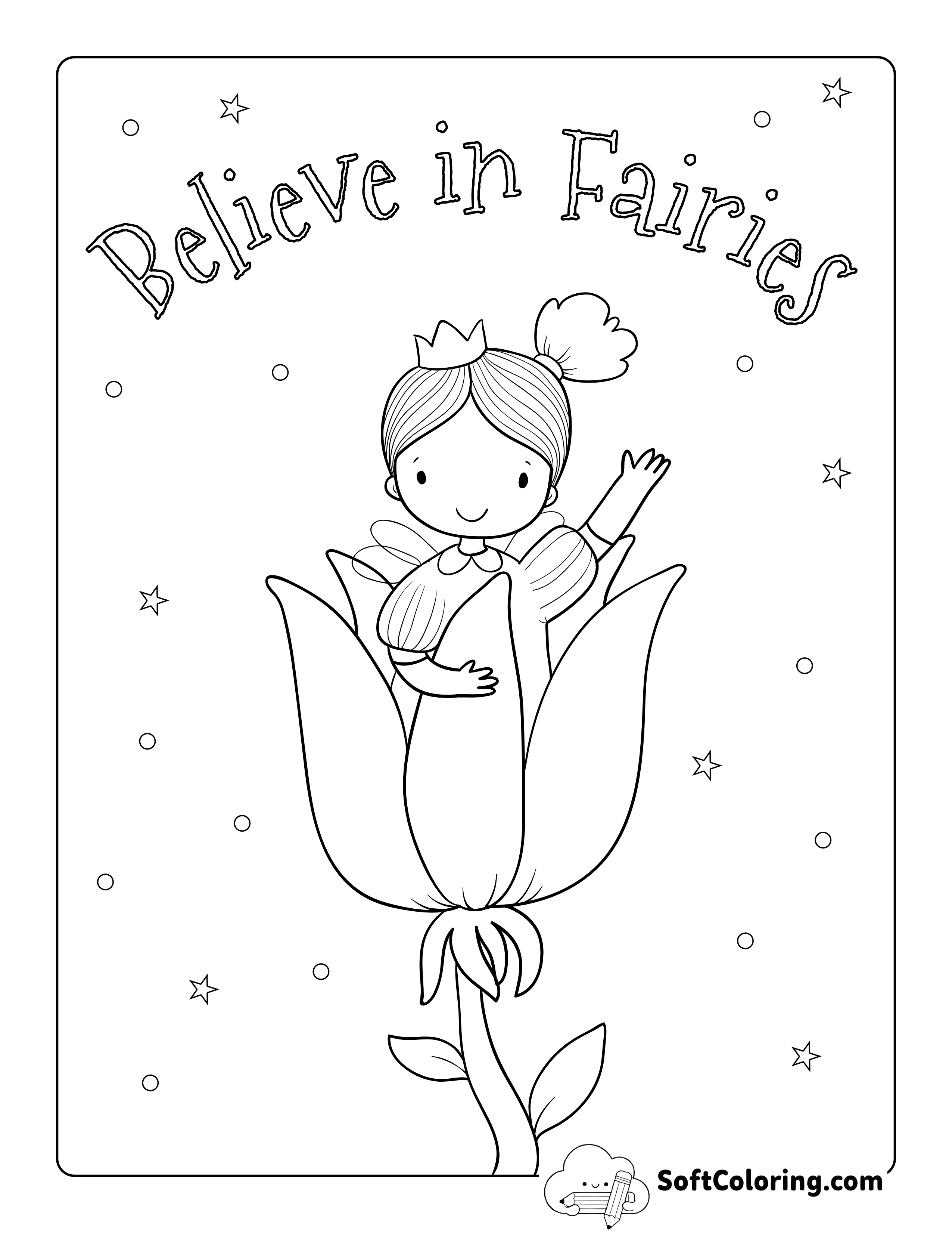 Spring Tulip Fairy Picture to Color