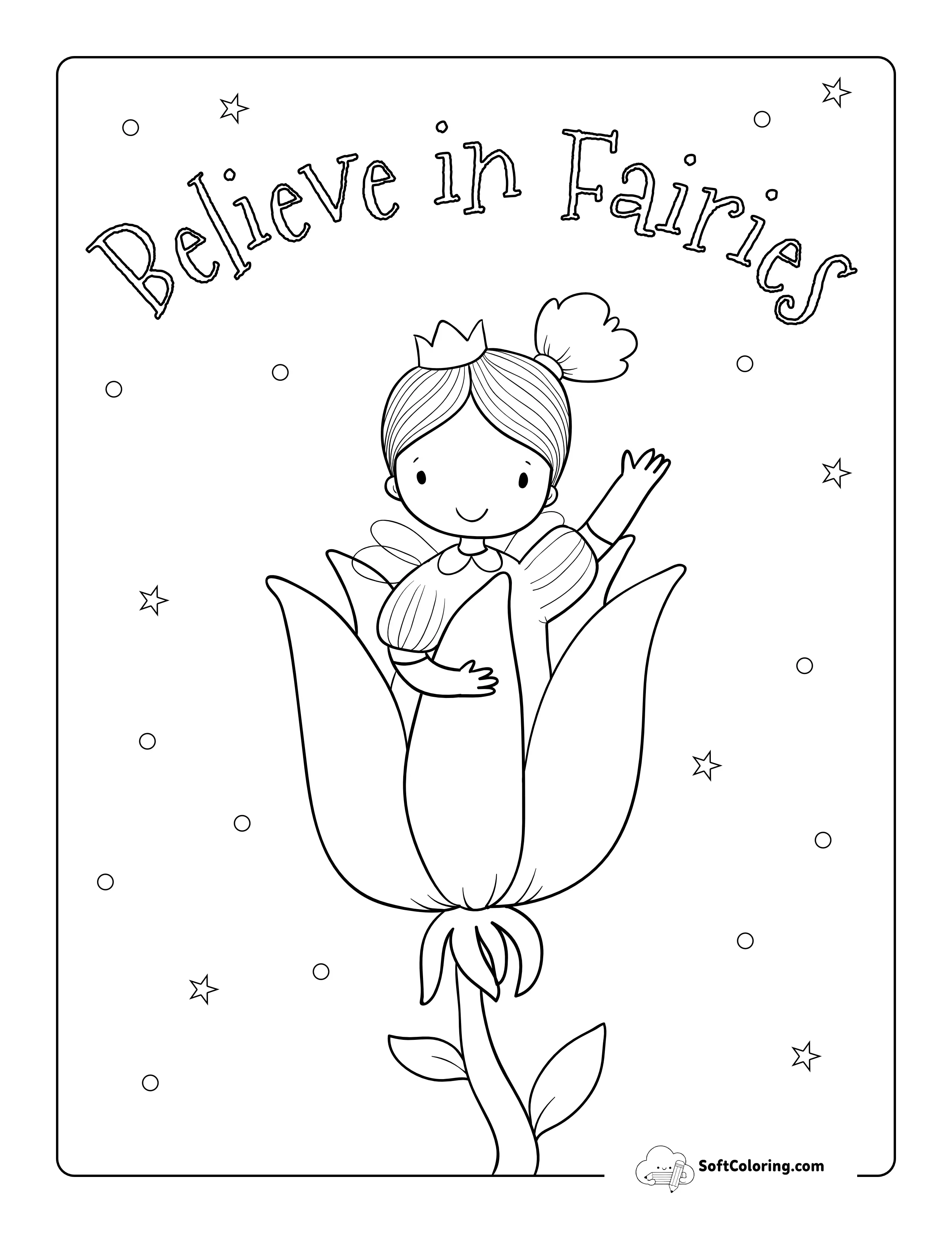 Spring Tulip Fairy Picture To Color