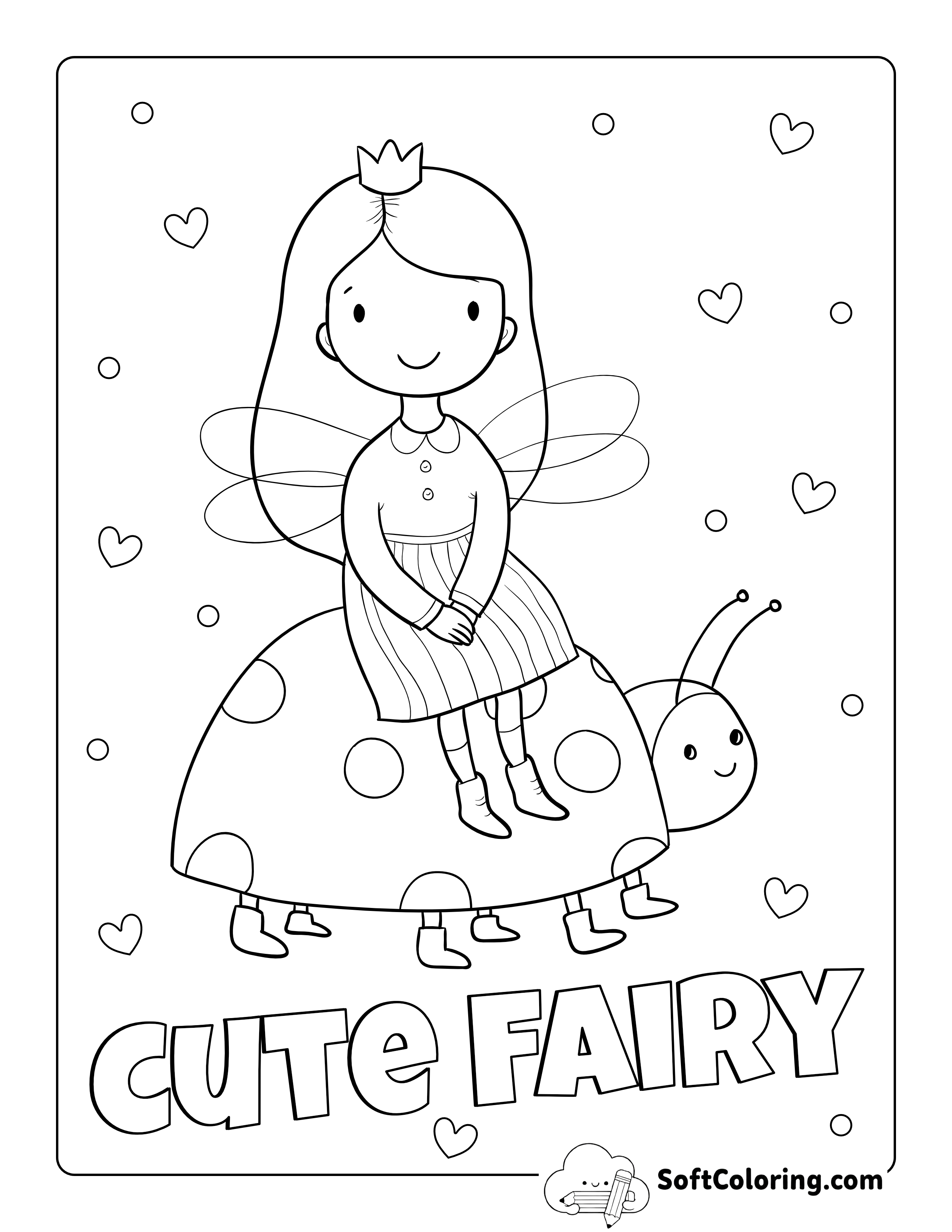 Fairy Princess on Ladybird Coloring Page