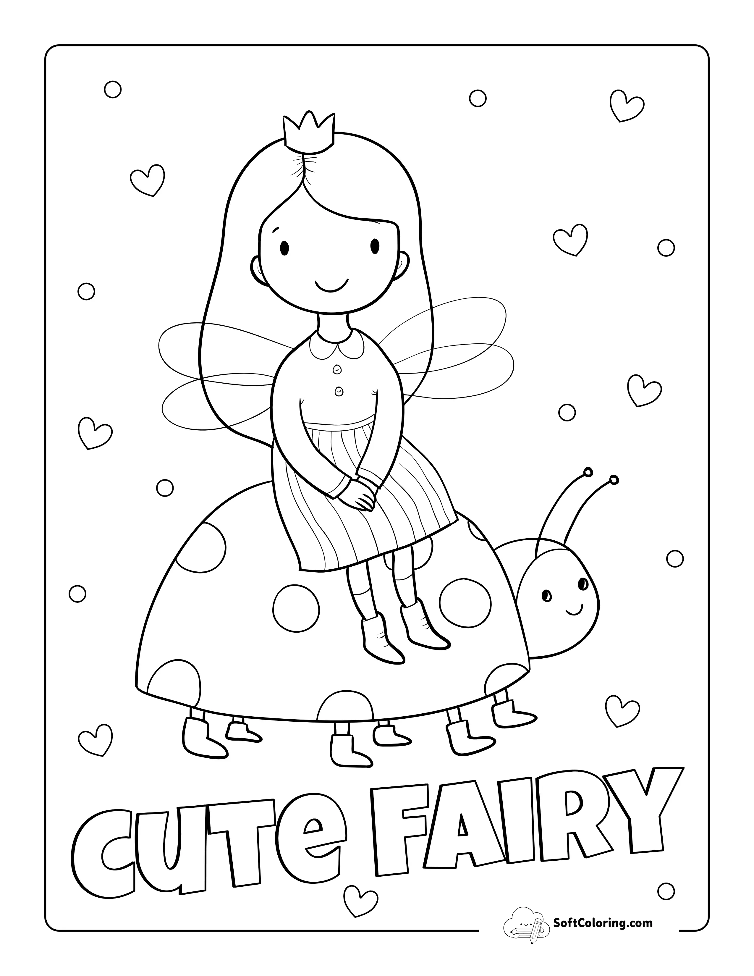 Fairy Princess On Ladybird Coloring Page