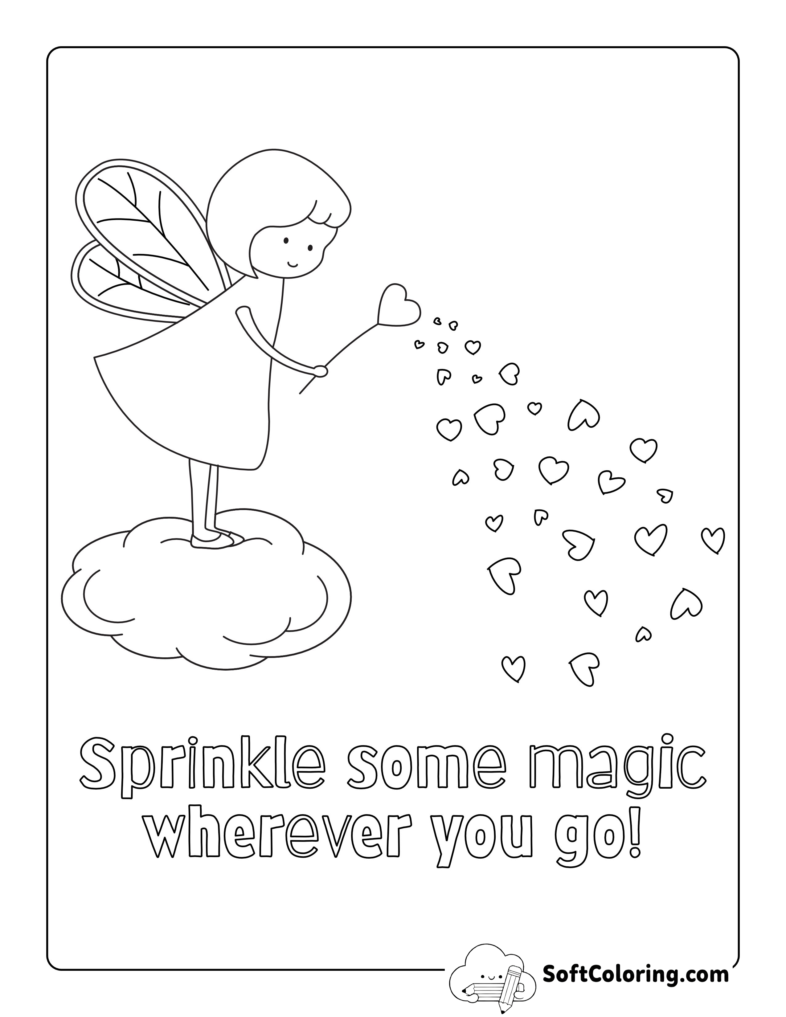 "Sprinkle Some Magic..." Fairy Coloring Page