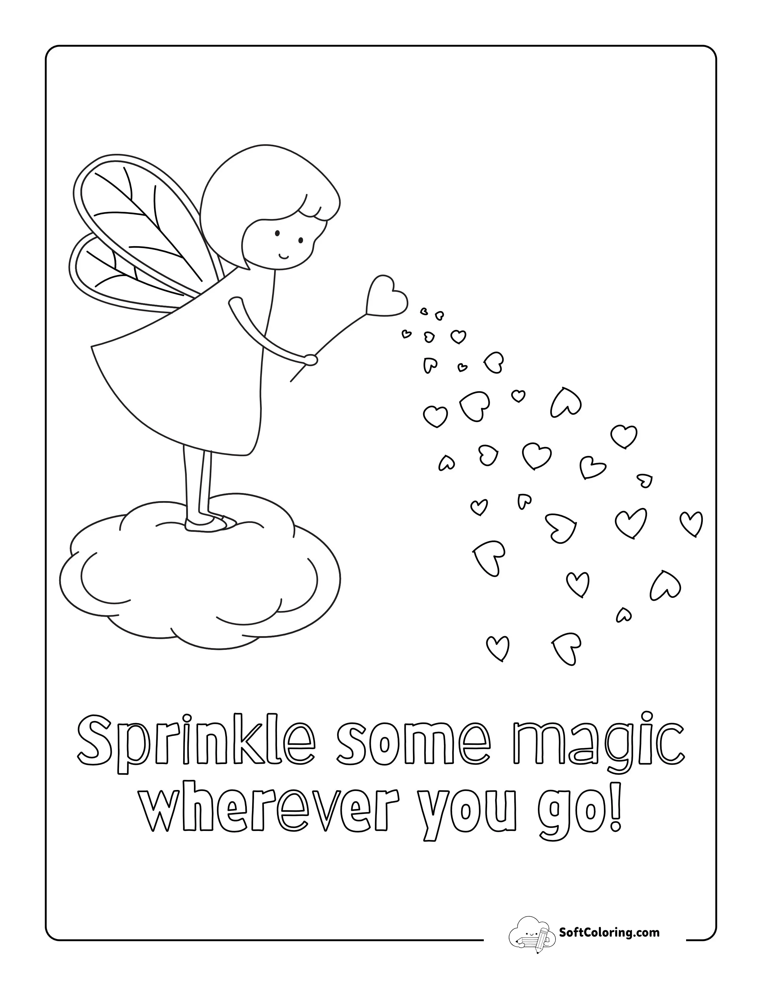"Sprinkle Some Magic..." Fairy Coloring Page