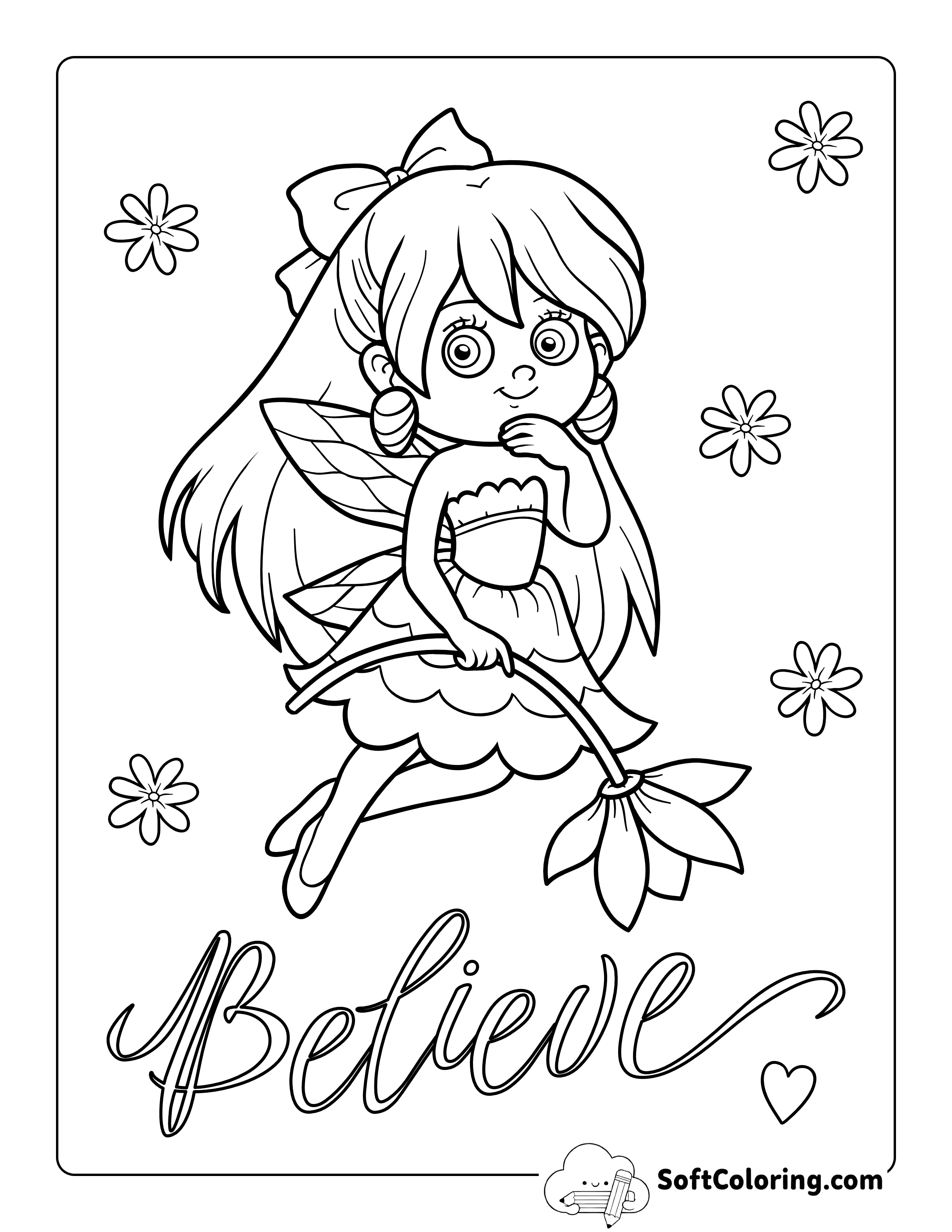"Believe" Fairy Coloring Sheet
