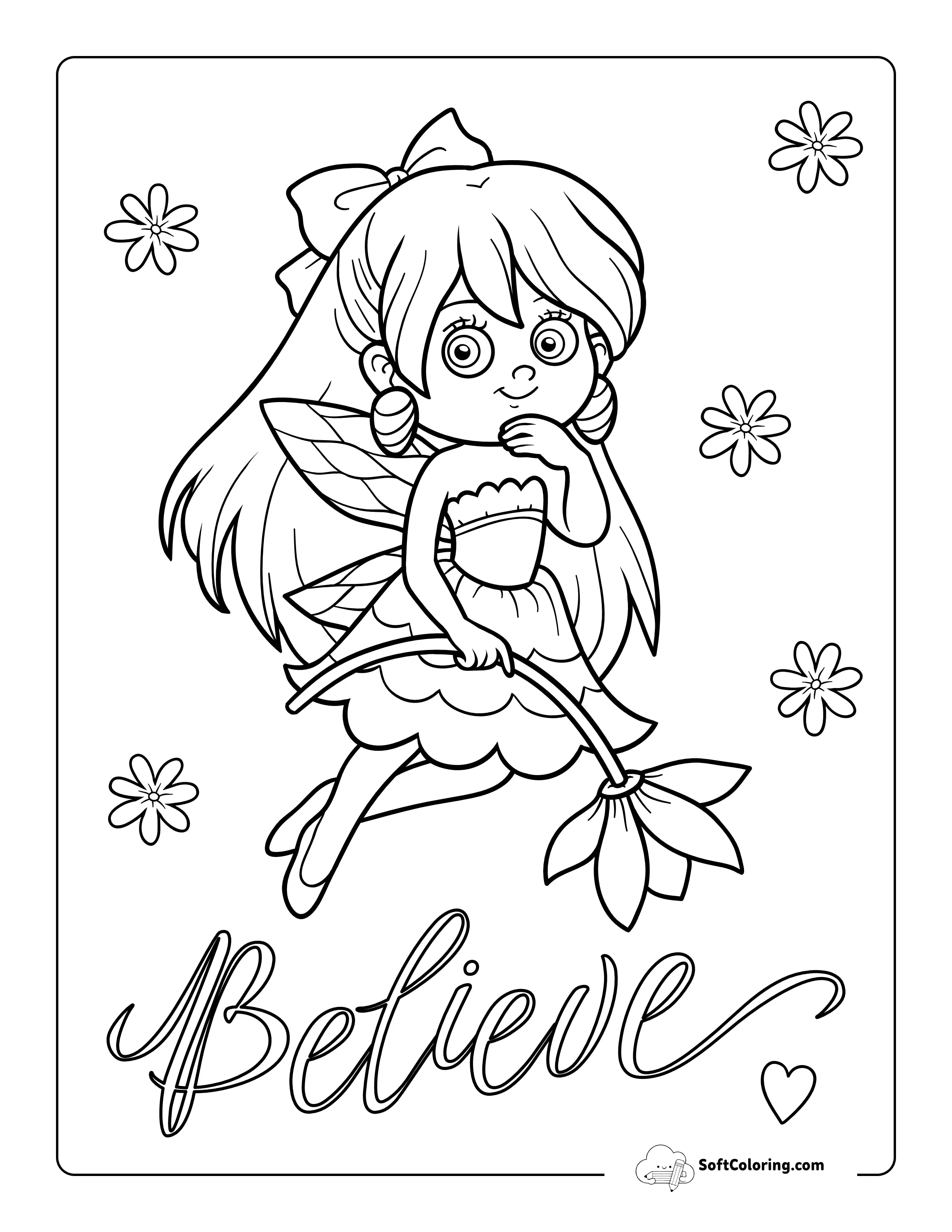 "Believe" Fairy Coloring Sheet