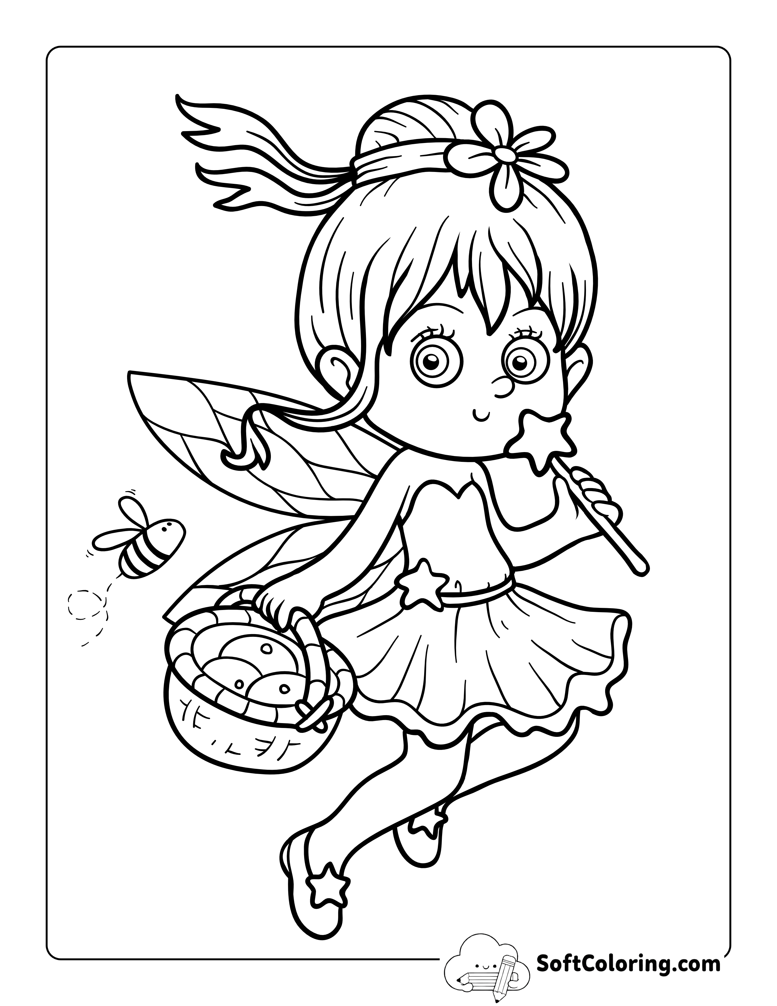 Cute Garden Fairy Coloring Sheet