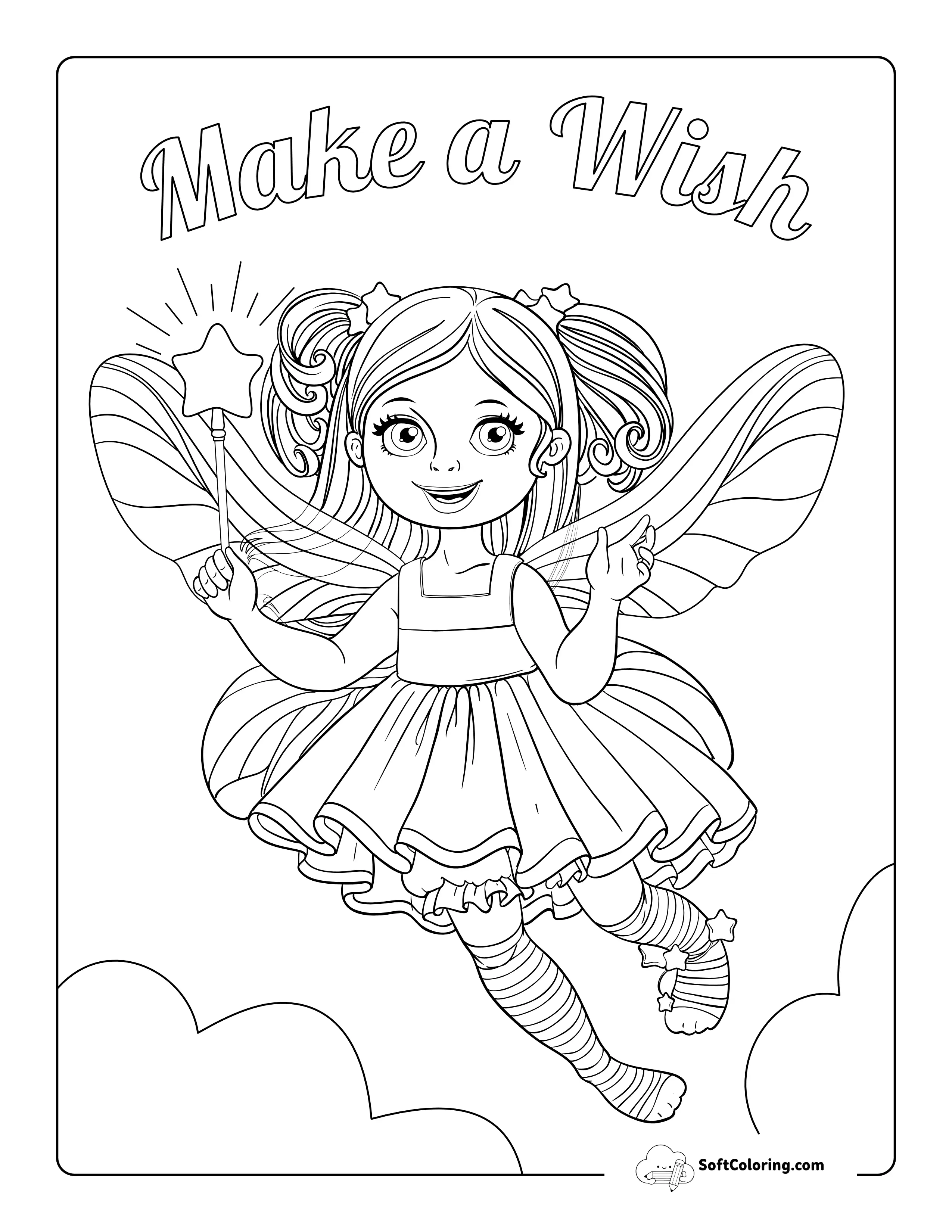 "Make A Wish" Fairy Coloring Page