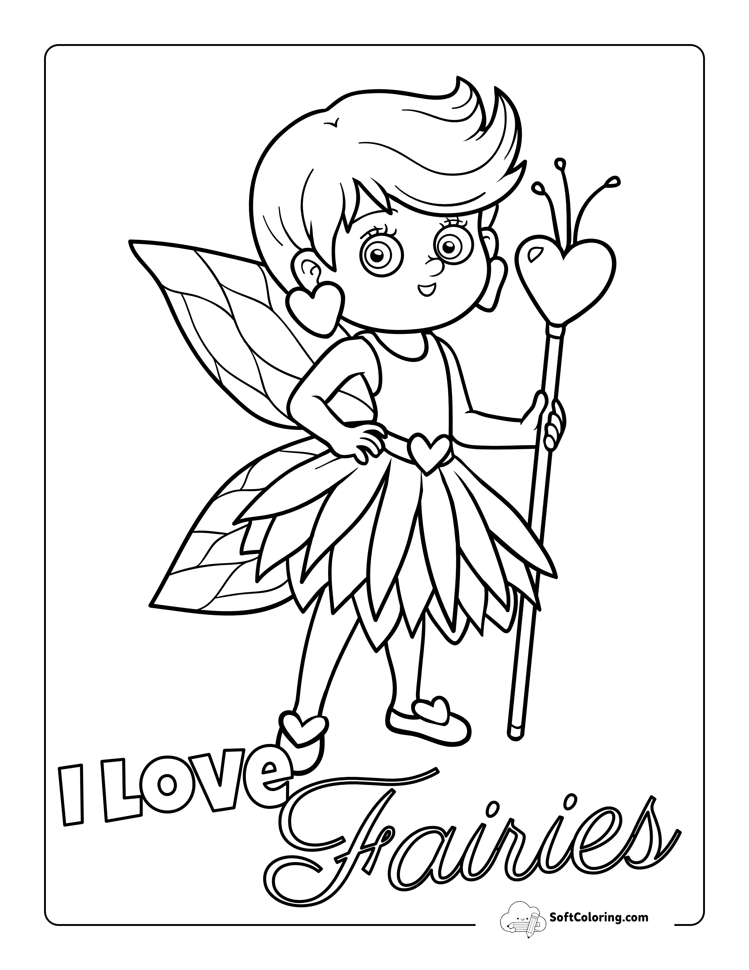 "I Love Fairies" Fairy Picture To Color