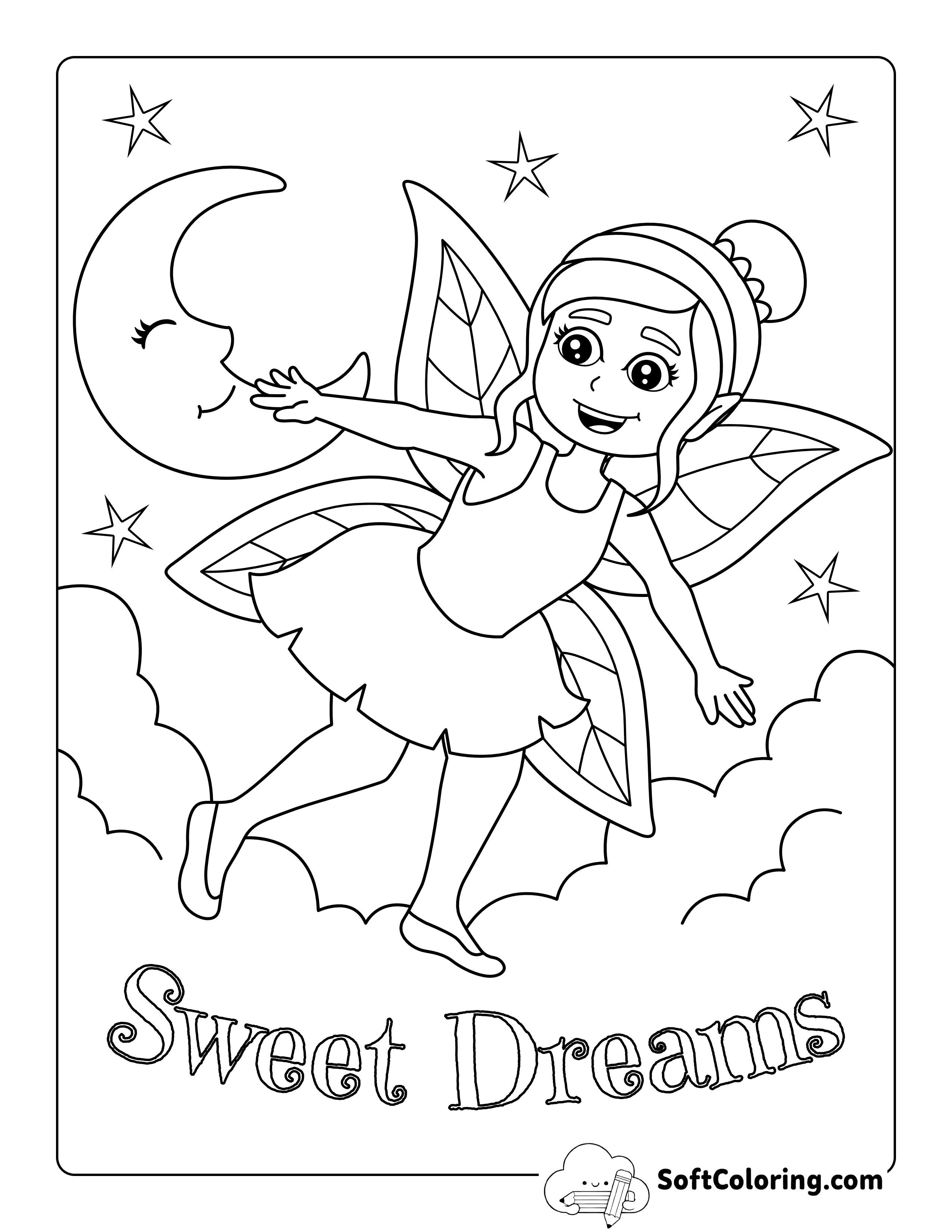 "Sweet Dreams" Lunar Fairy Coloring Page