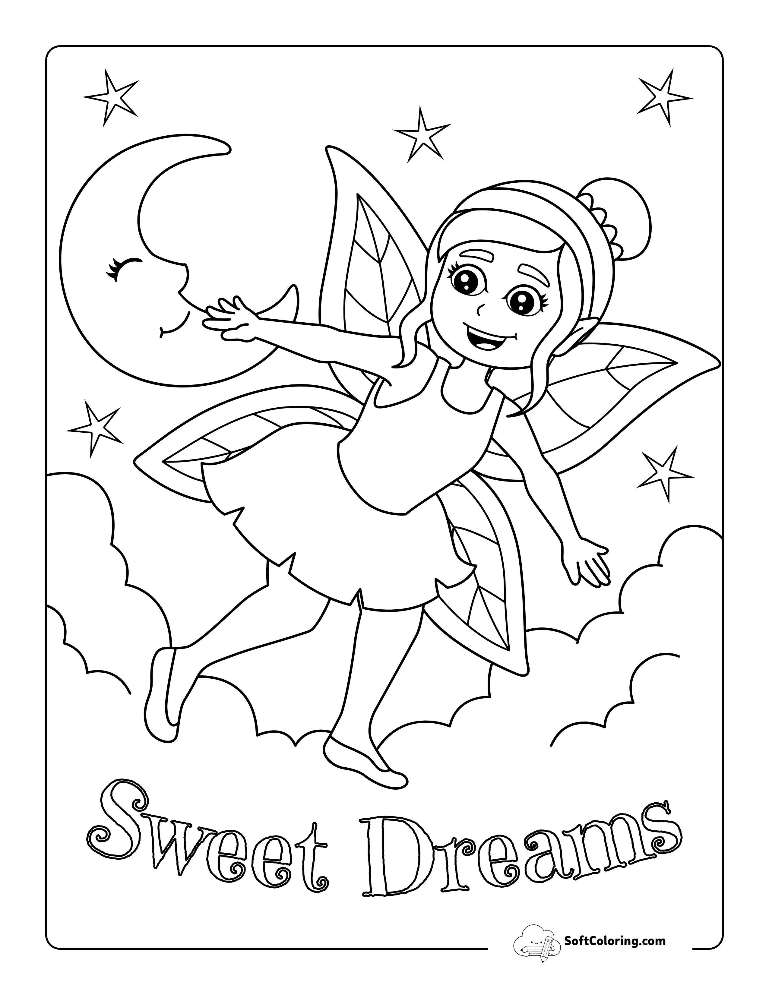 "Sweet Dreams" Lunar Fairy Coloring Page