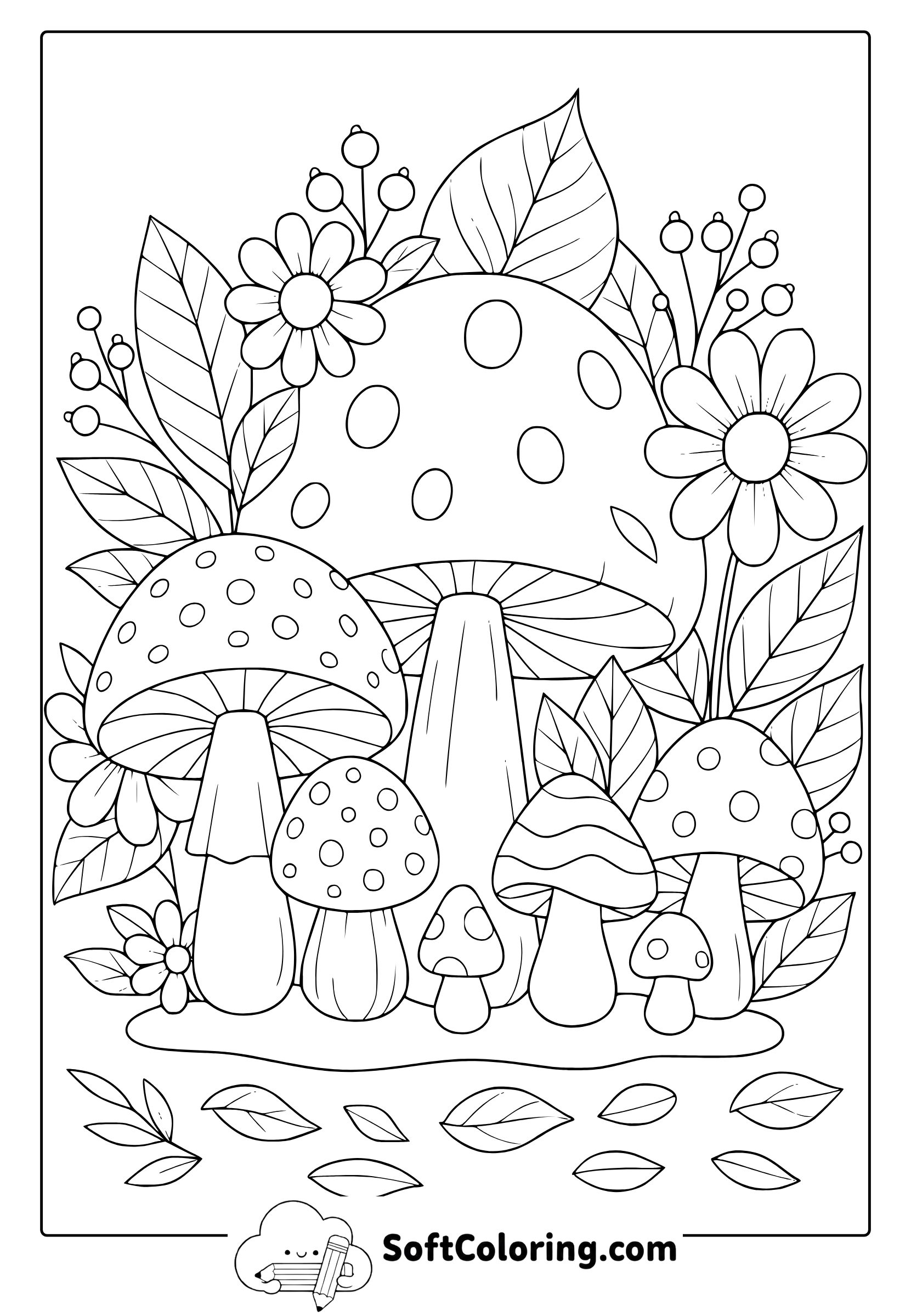 fairy garden mushrooms coloring page