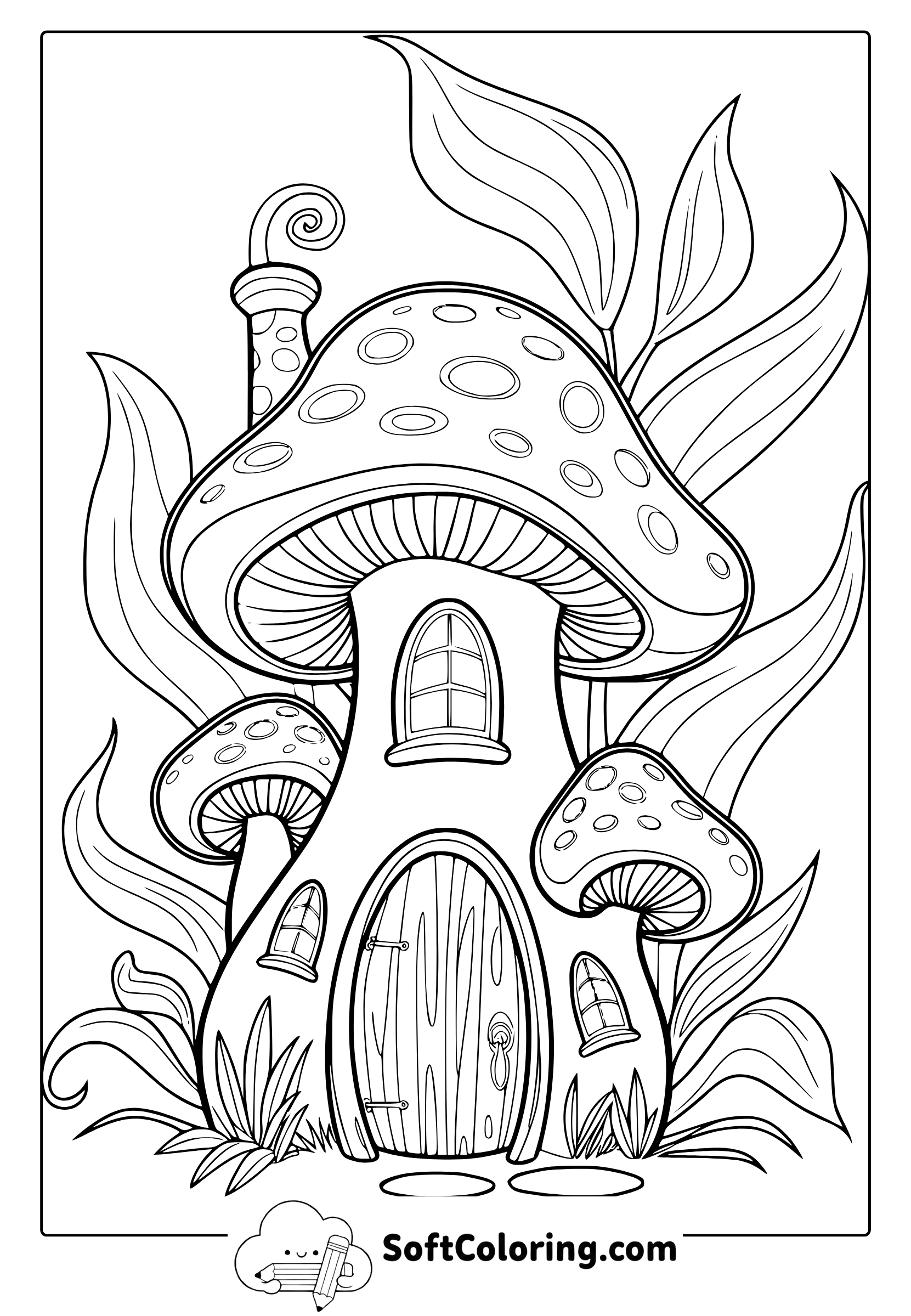 fairy mushroom house coloring page