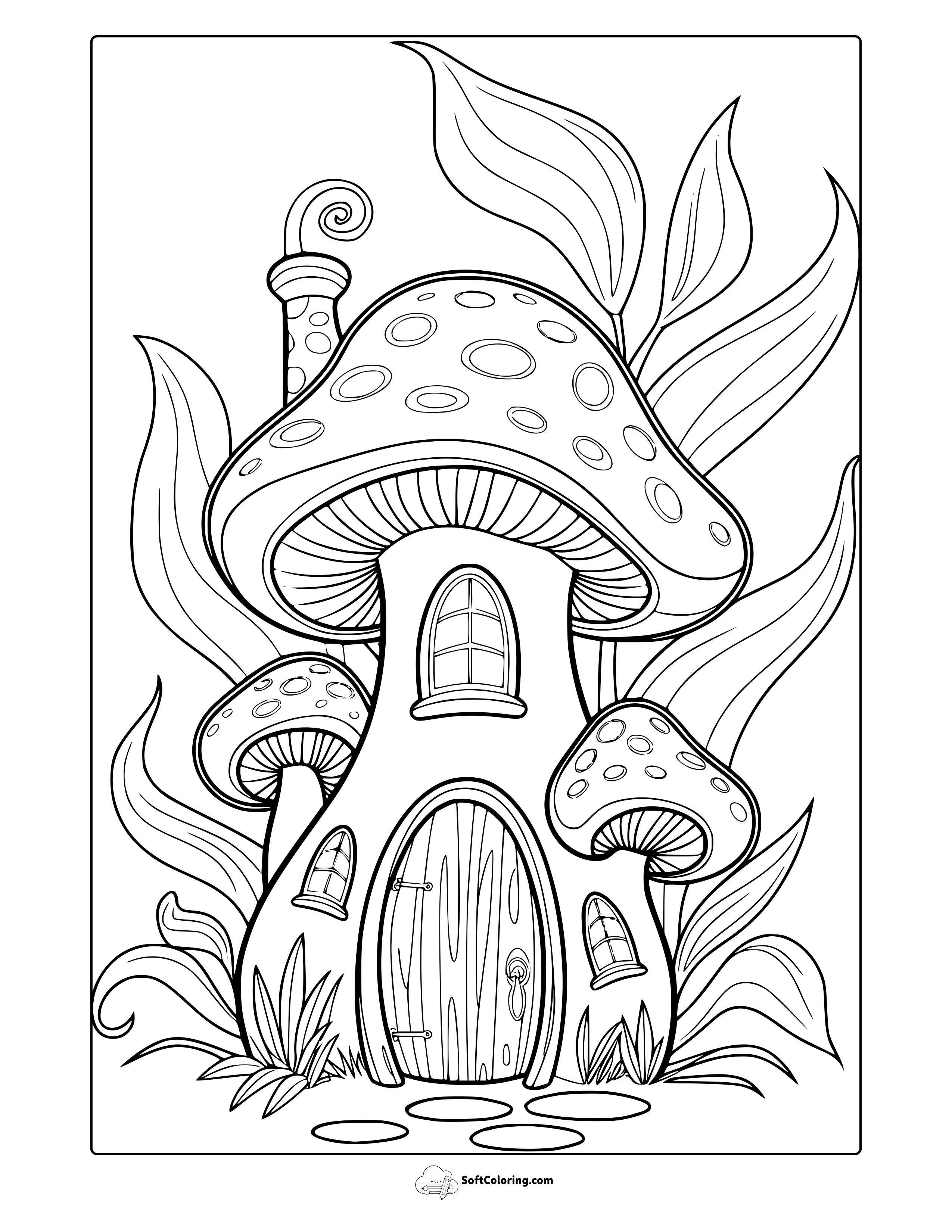 Fairy Mushroom House Coloring Page