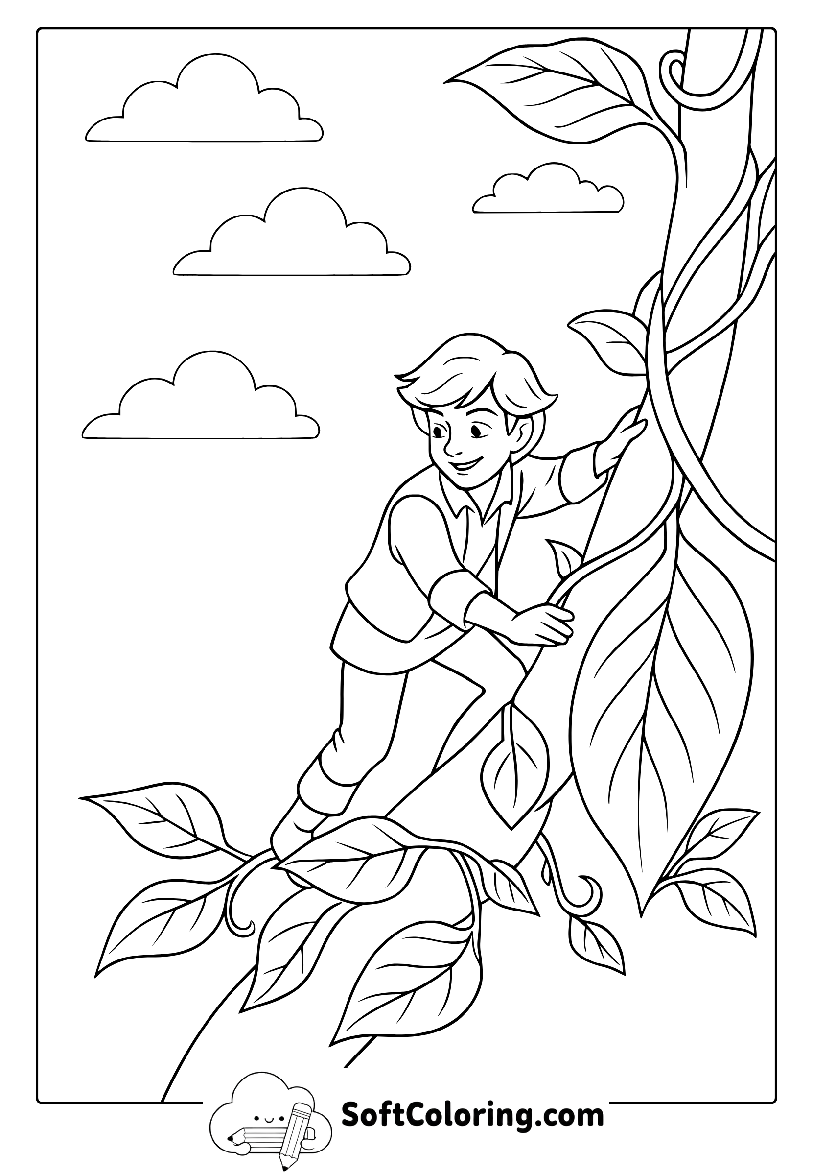 fairy tale jack and the beanstalk coloring page