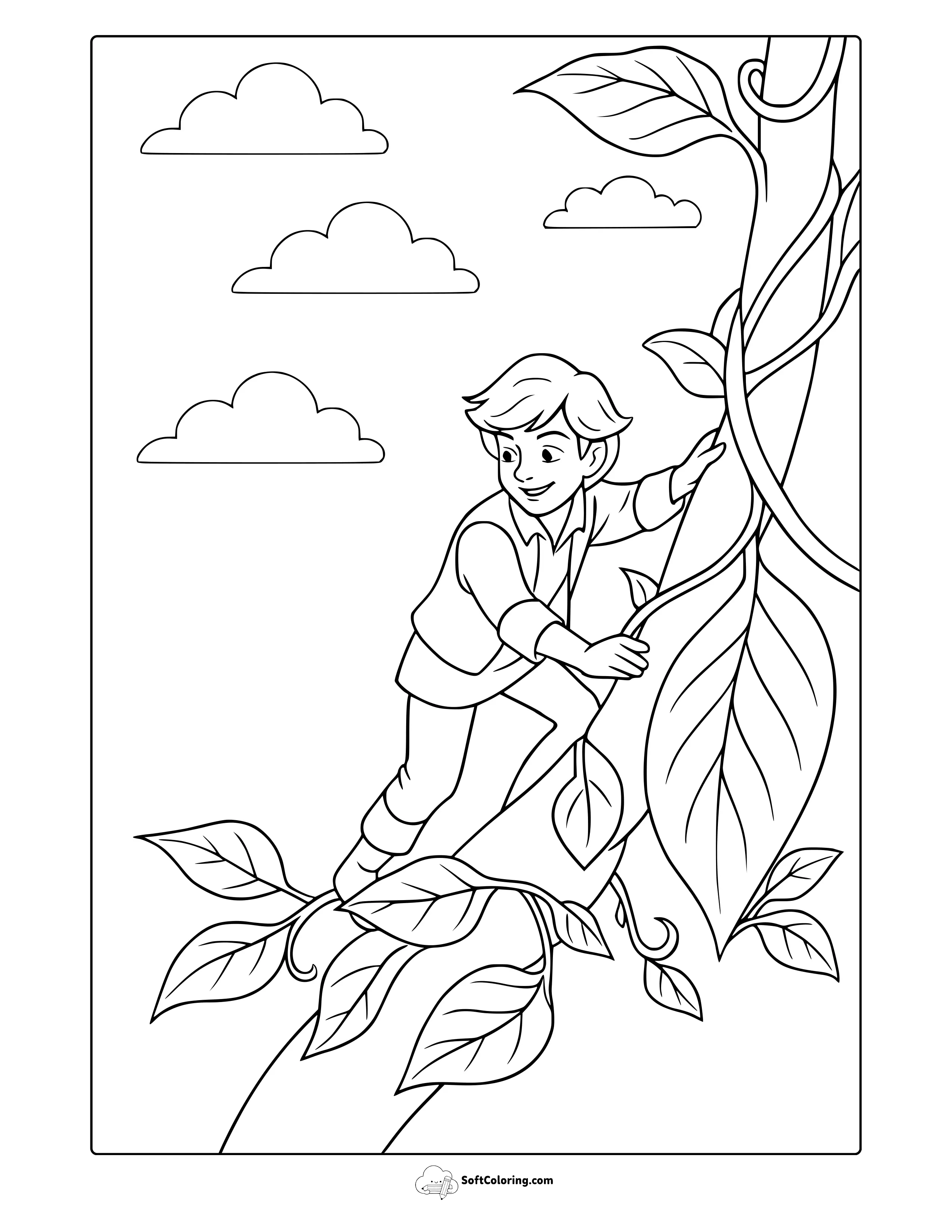Fairy Tale Jack And The Beanstalk Coloring Page