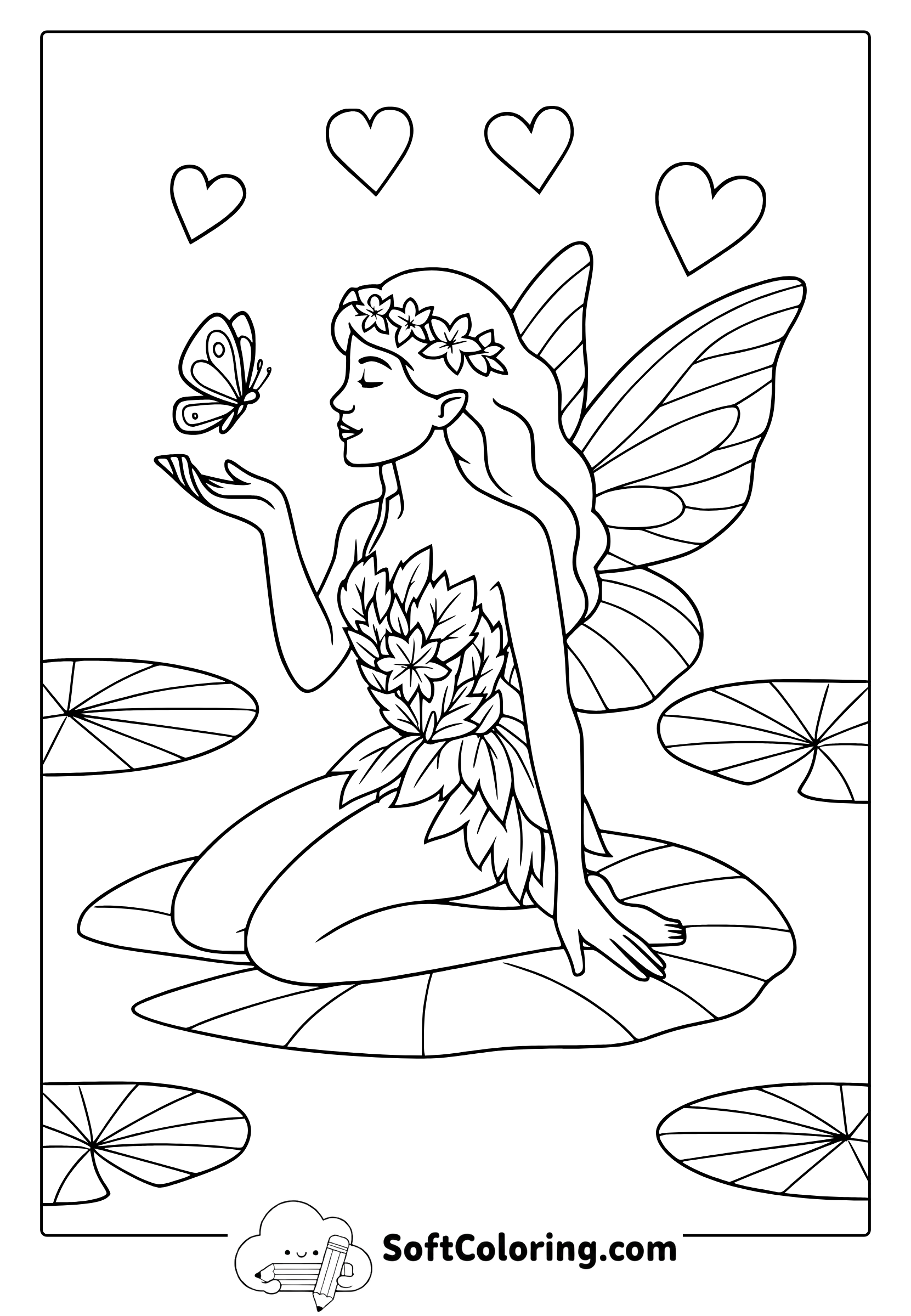 fairy with butterfly coloring page
