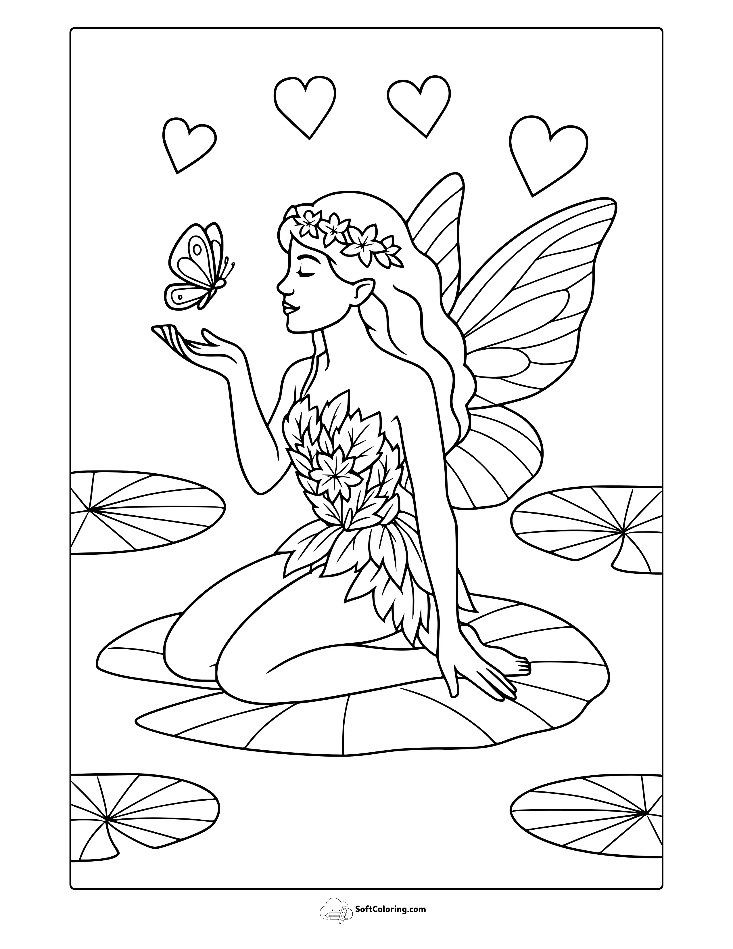 Fairy With Butterfly Coloring Page