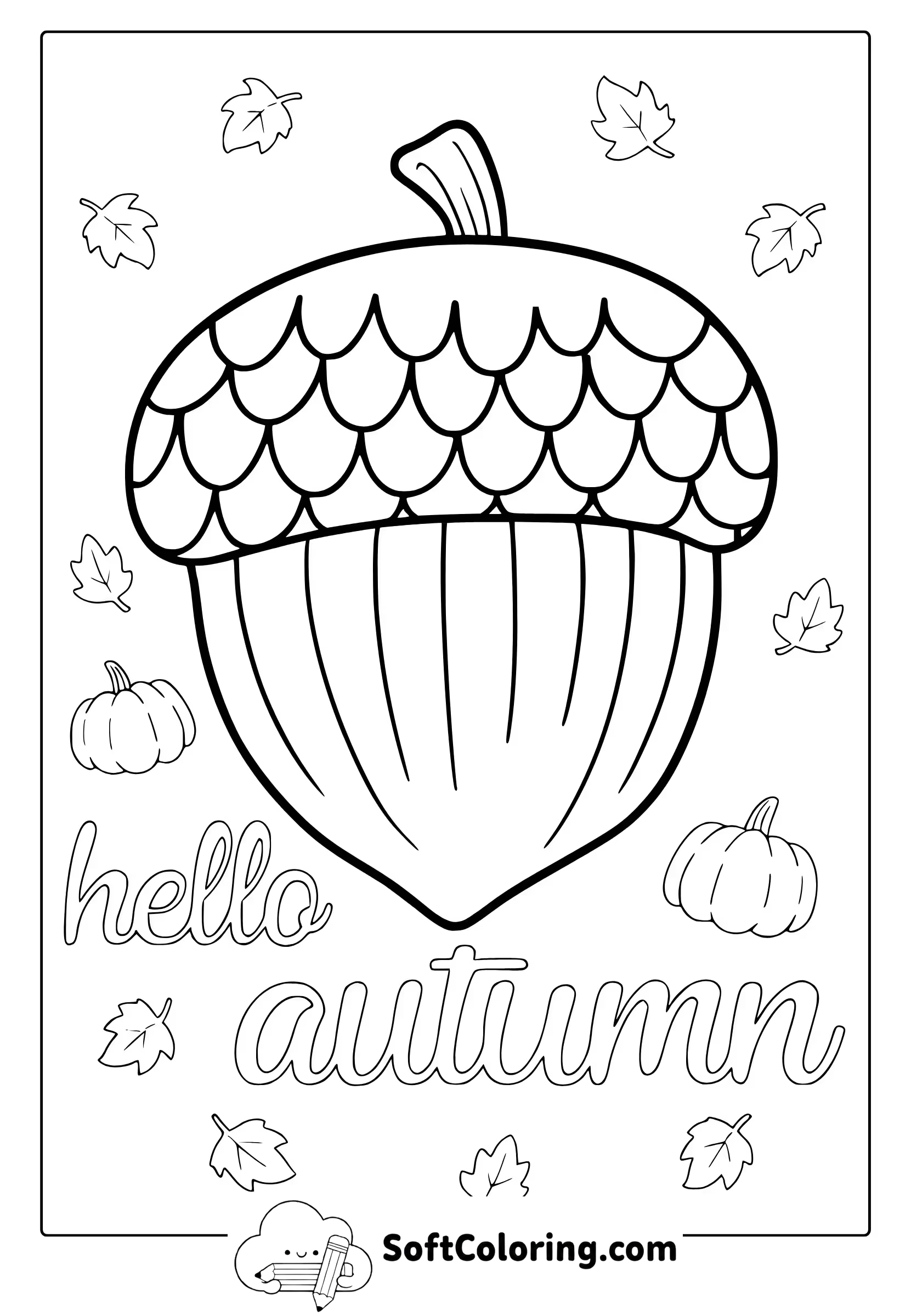 fall acorn coloring page