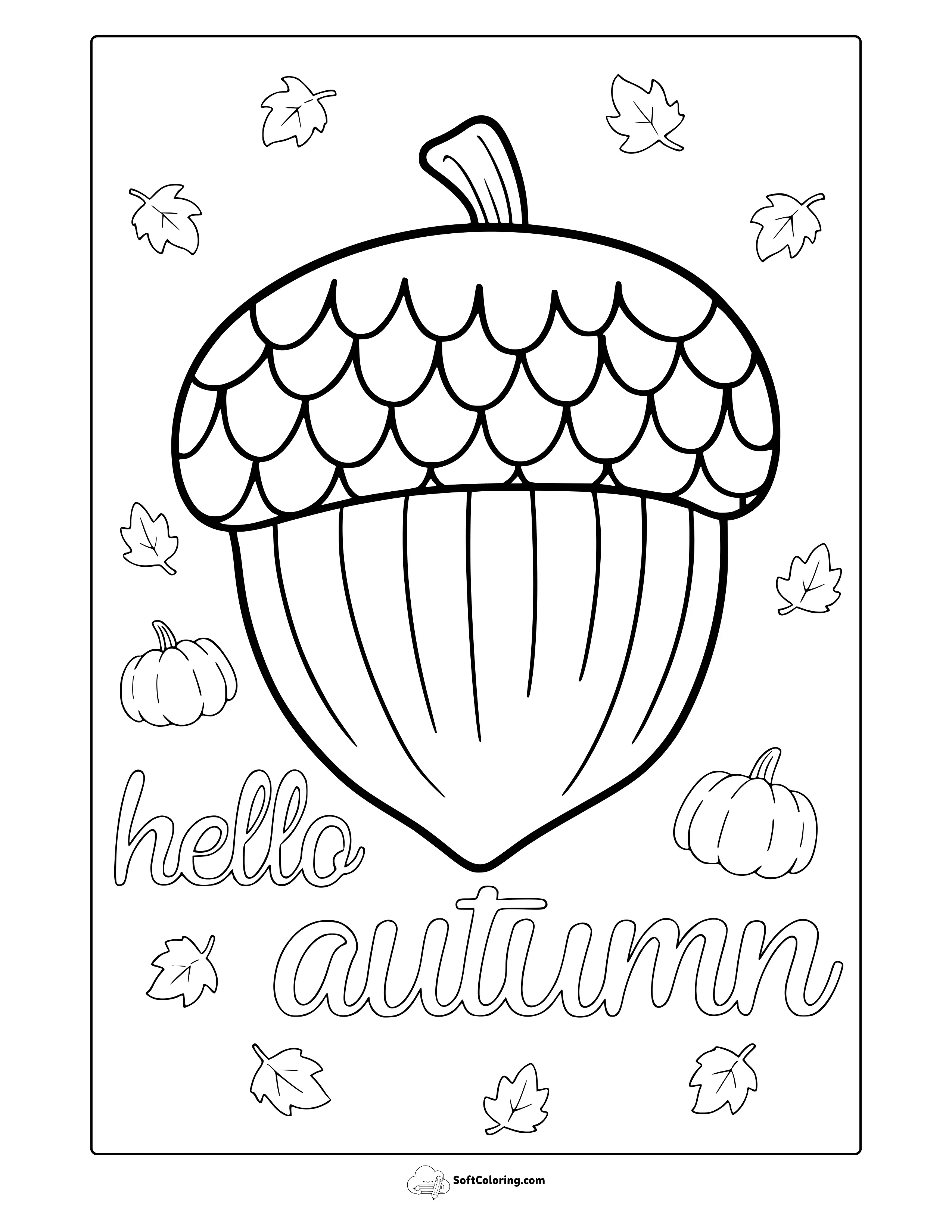 Fall Acorn Coloring Page