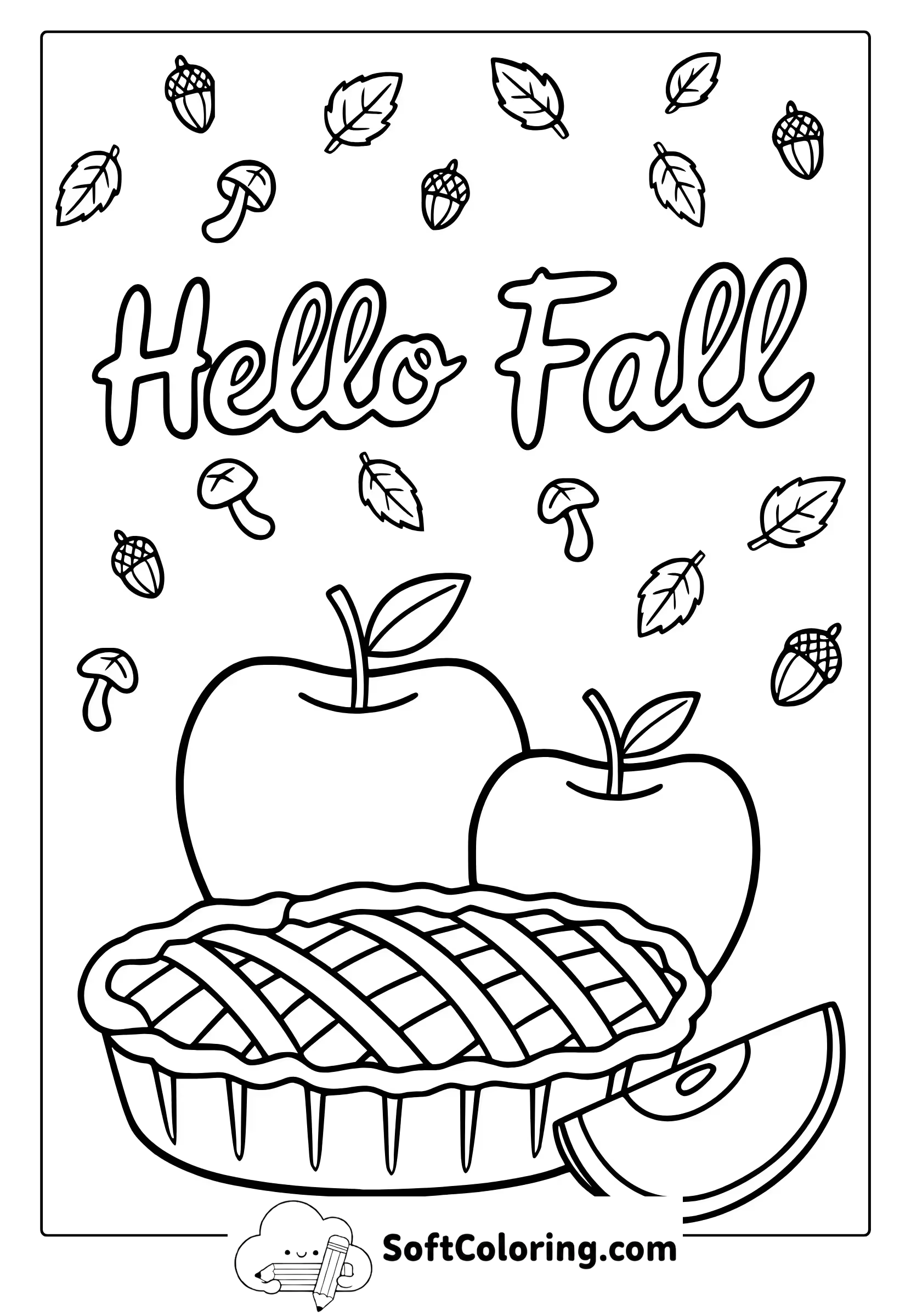 fall apple pie coloring page