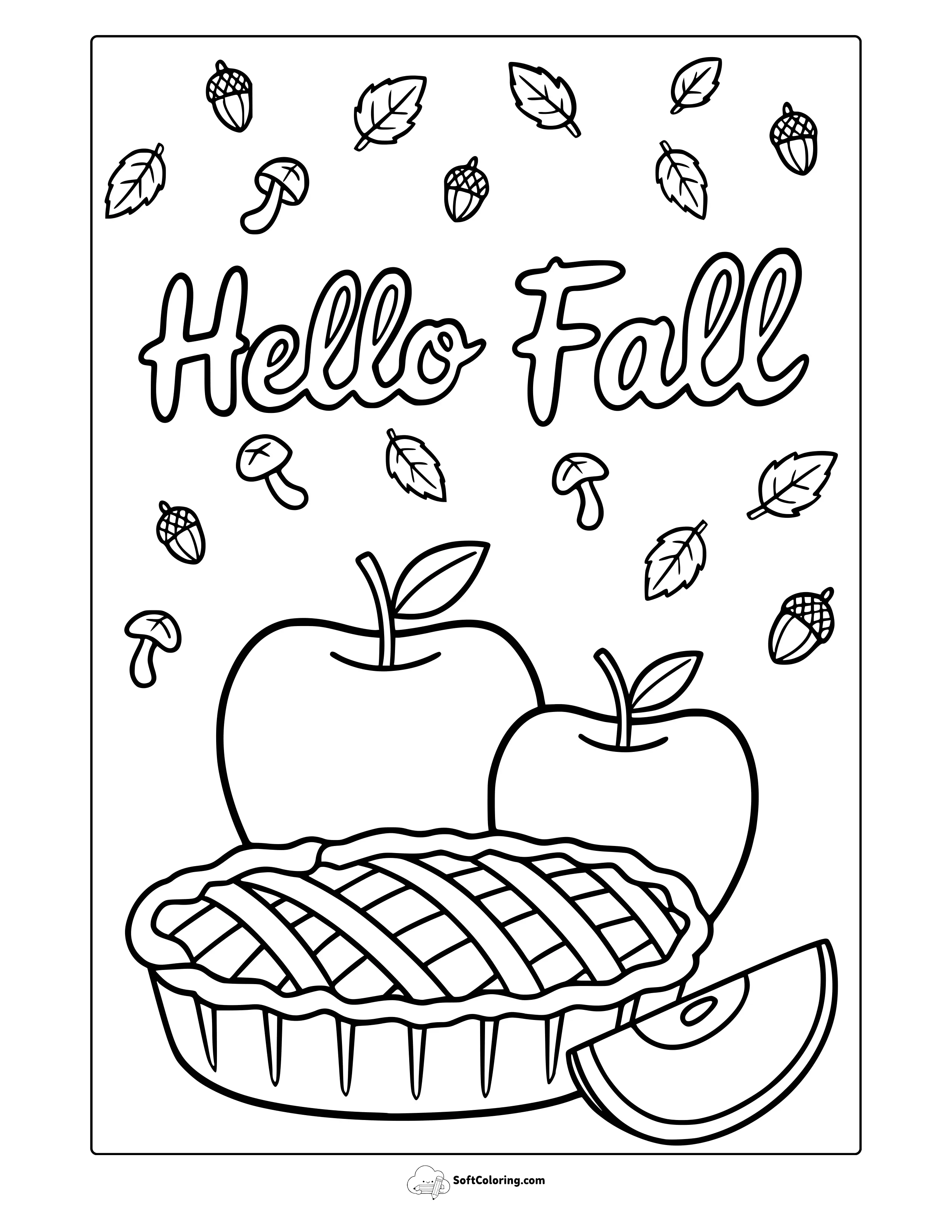 Fall Apple Pie Coloring Page