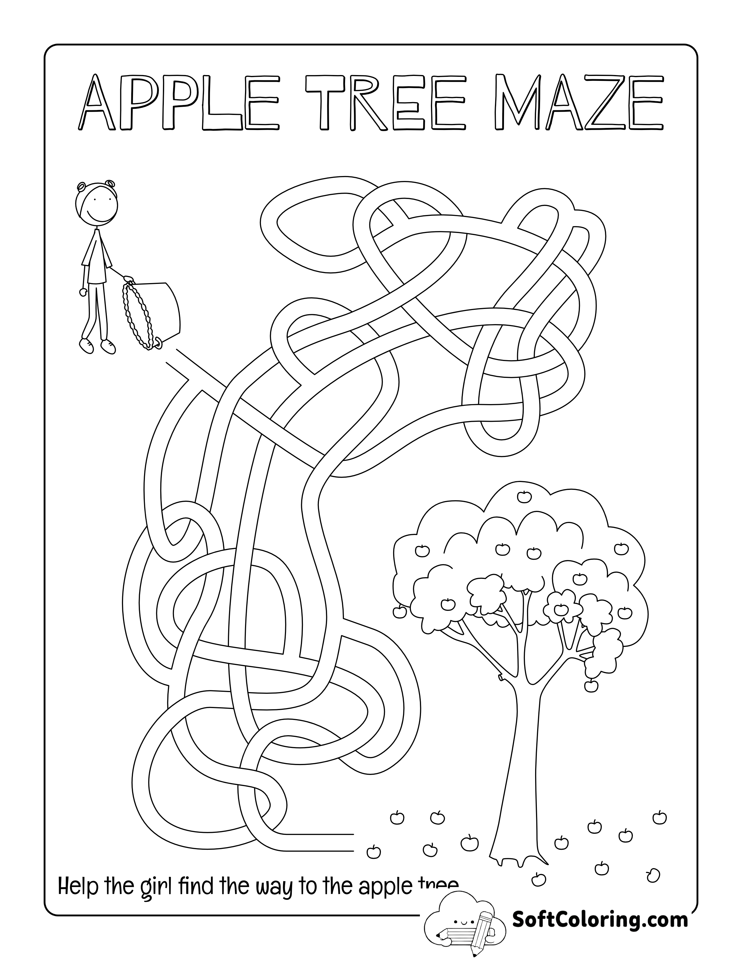 Apple Tree Maze Printable Activity For Kids