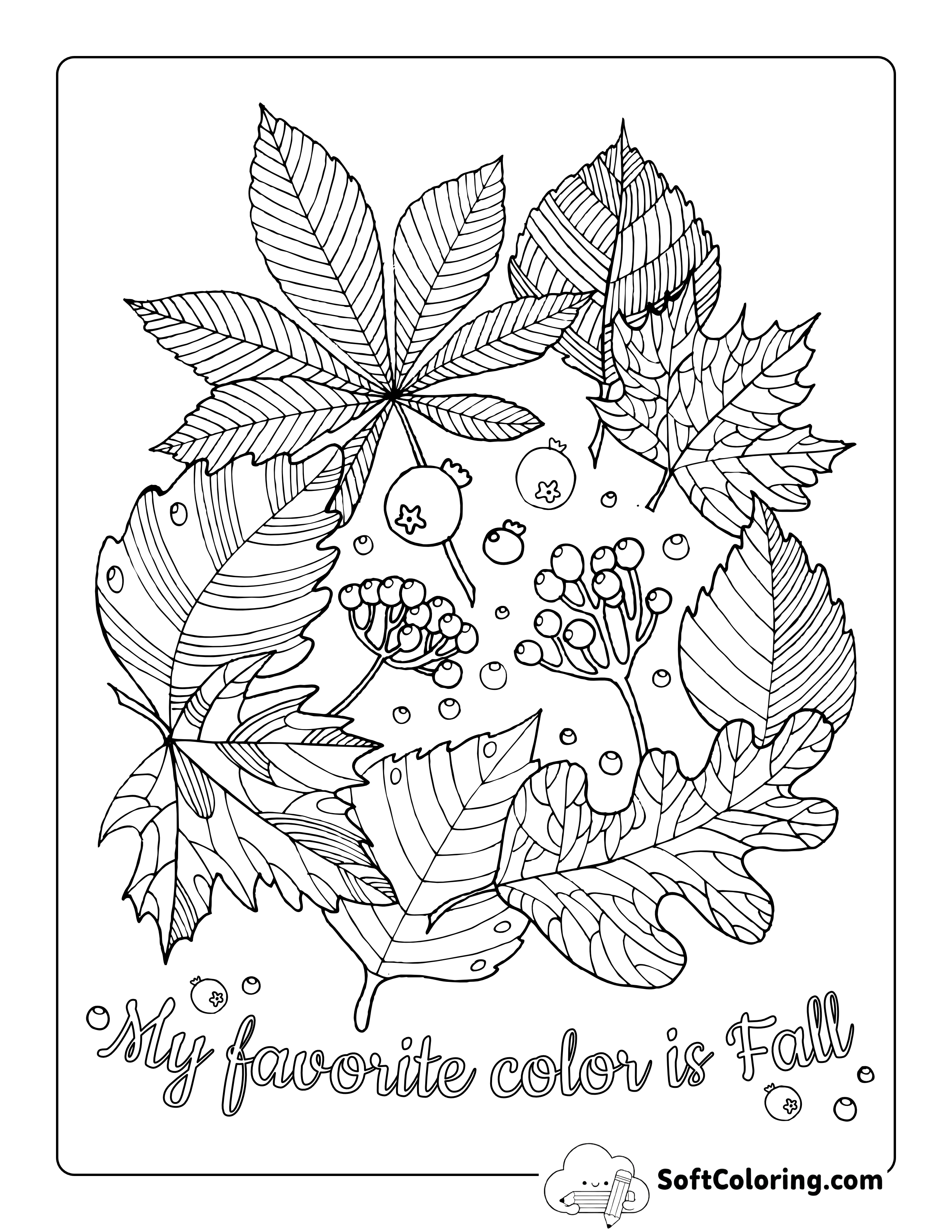 "My Favorite Color is Fall" Leaf Picture to Color