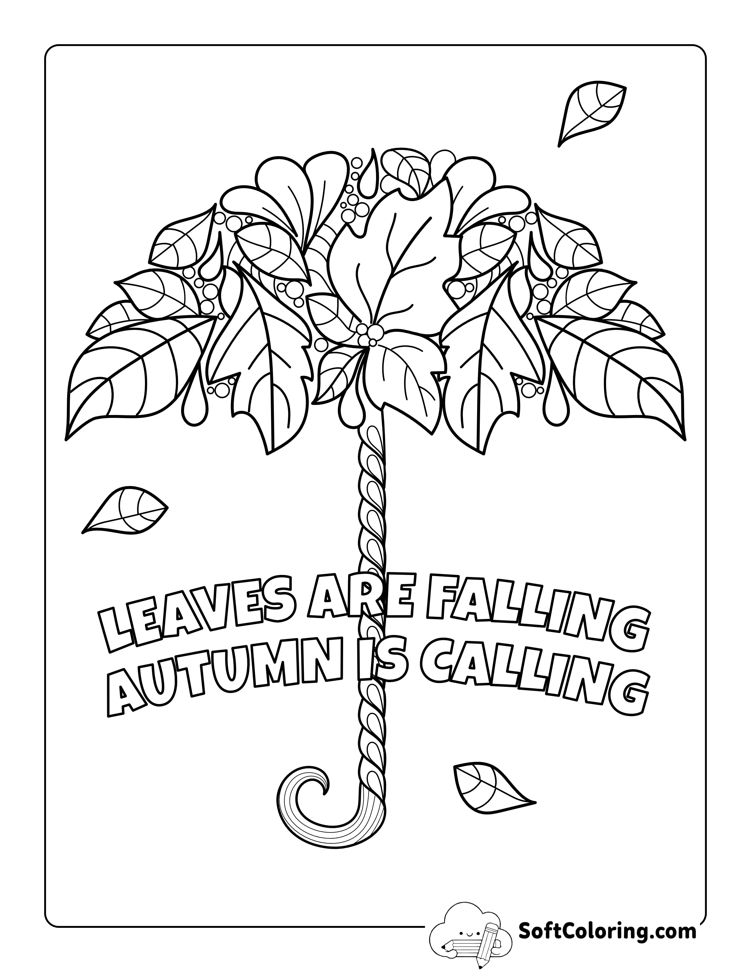 "Autumn Is Calling" Fall Coloring Page