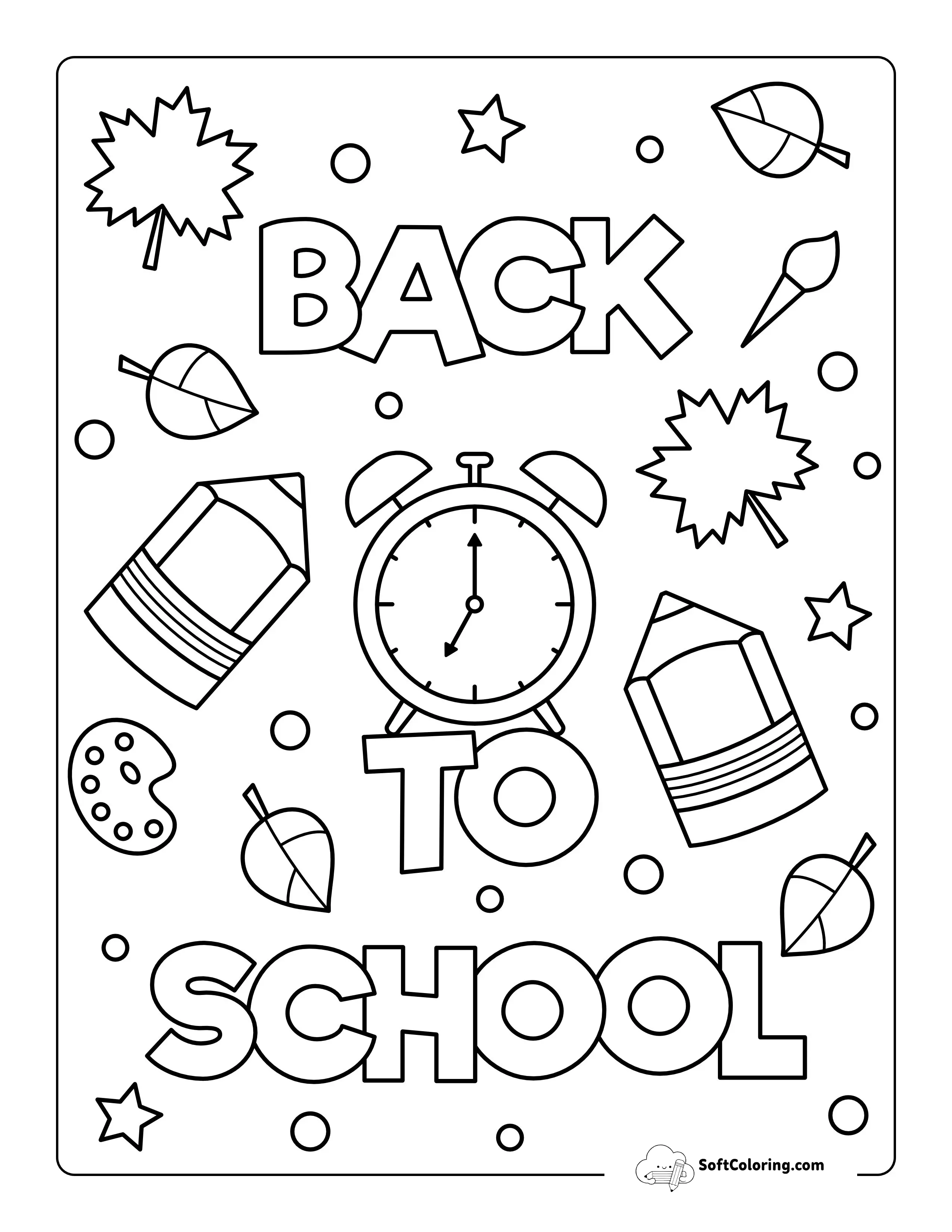 Easy Back To School Coloring Page For Kids