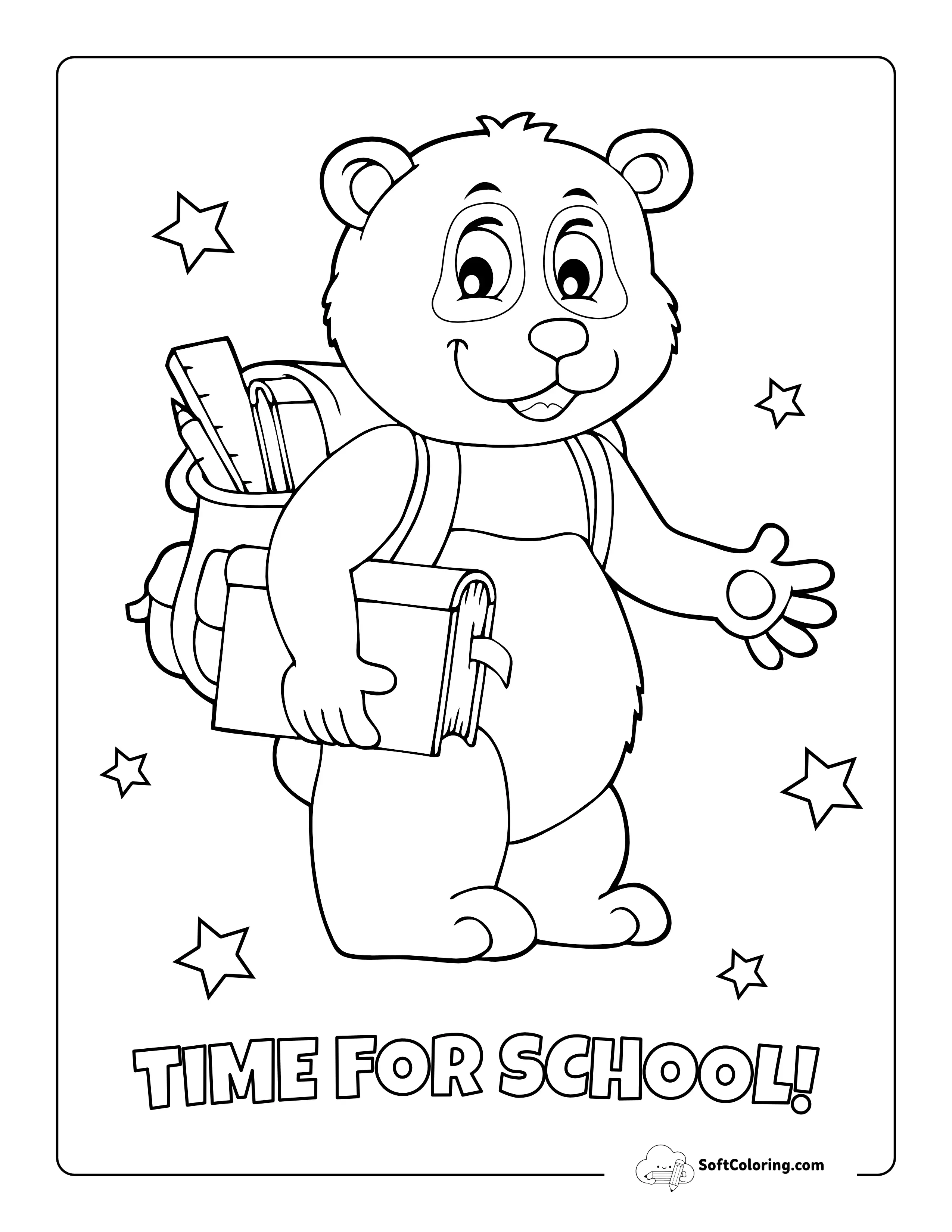 School Bear Coloring Sheet For Preschoolers